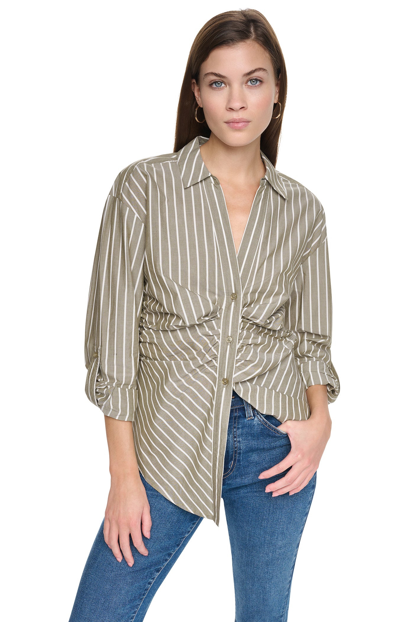 STRIPED RUCHED SHIRT View 2 | Clothing STRIPED RUCHED SHIRT View 2 | Clothing