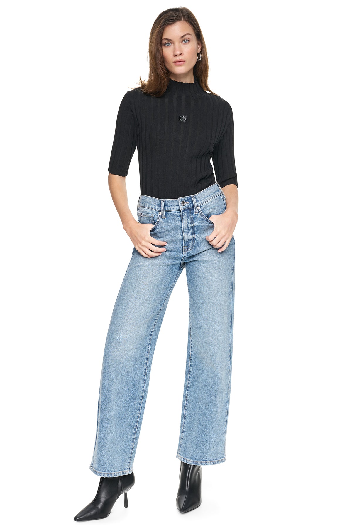 ELBOW SLEEVE WIDE RIB SWEATER VIEW 2