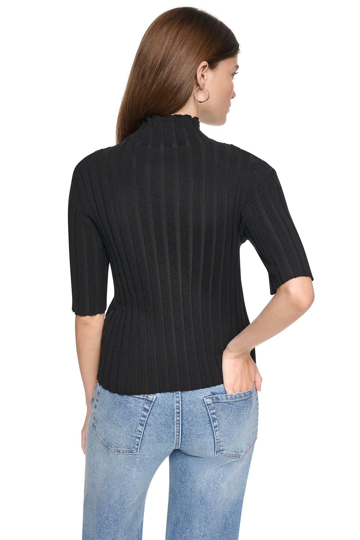 ELBOW SLEEVE WIDE RIB SWEATER VIEW 2