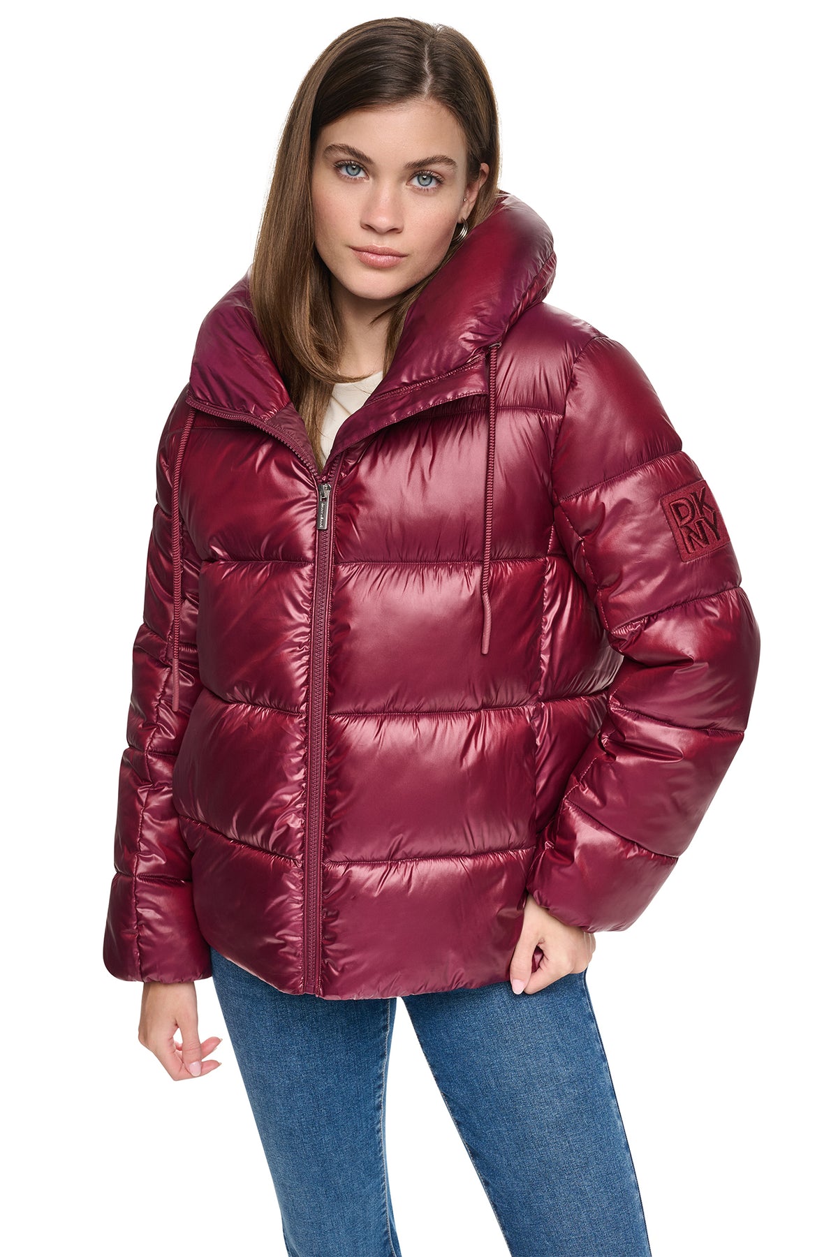 QUILTED PUFFER WITH DRAMA COLLAR VIEW 2