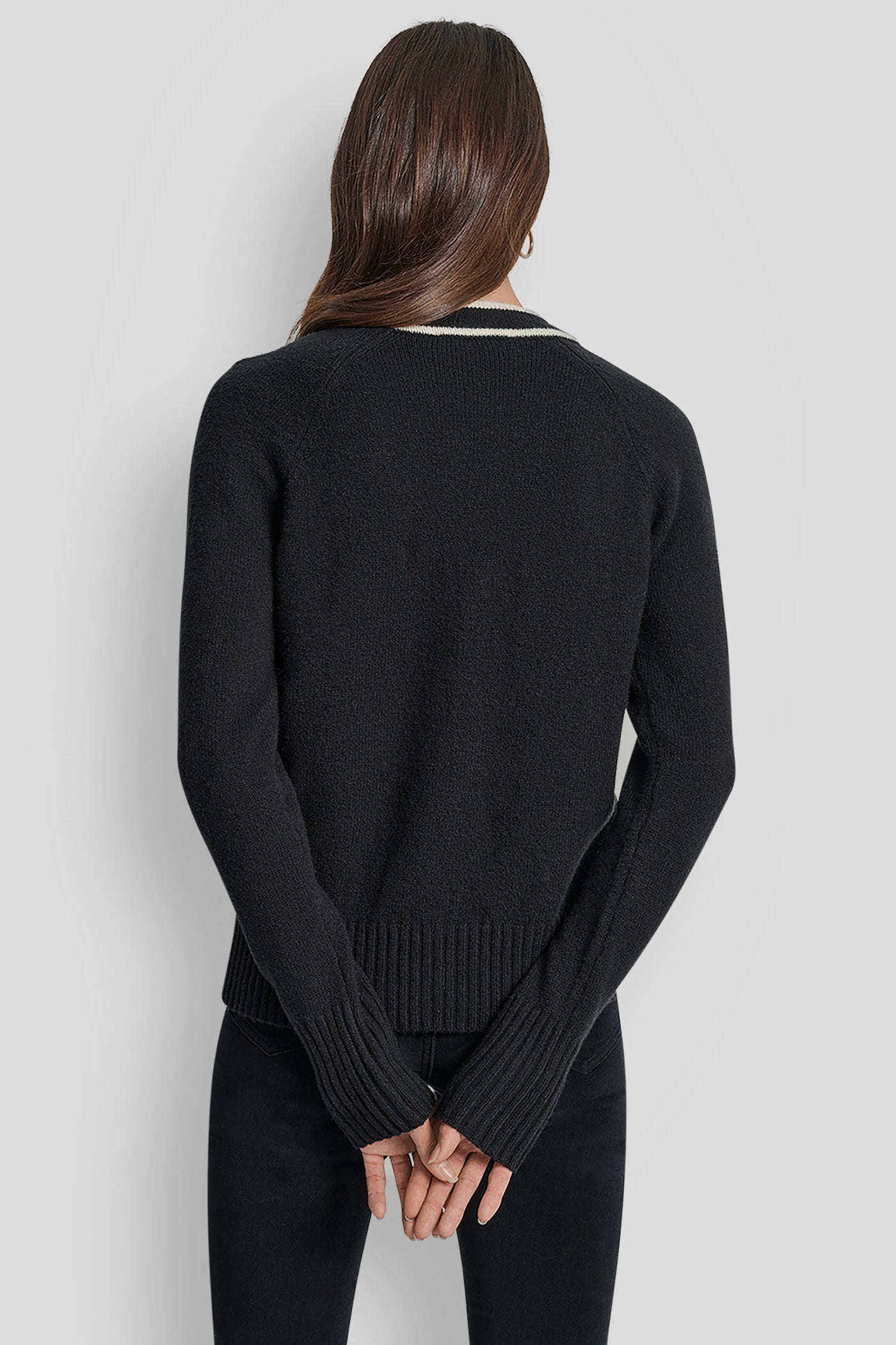 LONG SLEEVE TIPPED V-NECK CARDIGAN WITH REGAL BUTTON VIEW 2 | WOMEN'S SWEATERS & TOPS LONG SLEEVE TIPPED V-NECK CARDIGAN WITH REGAL BUTTON VIEW 2 | WOMEN'S SWEATERS & TOPS