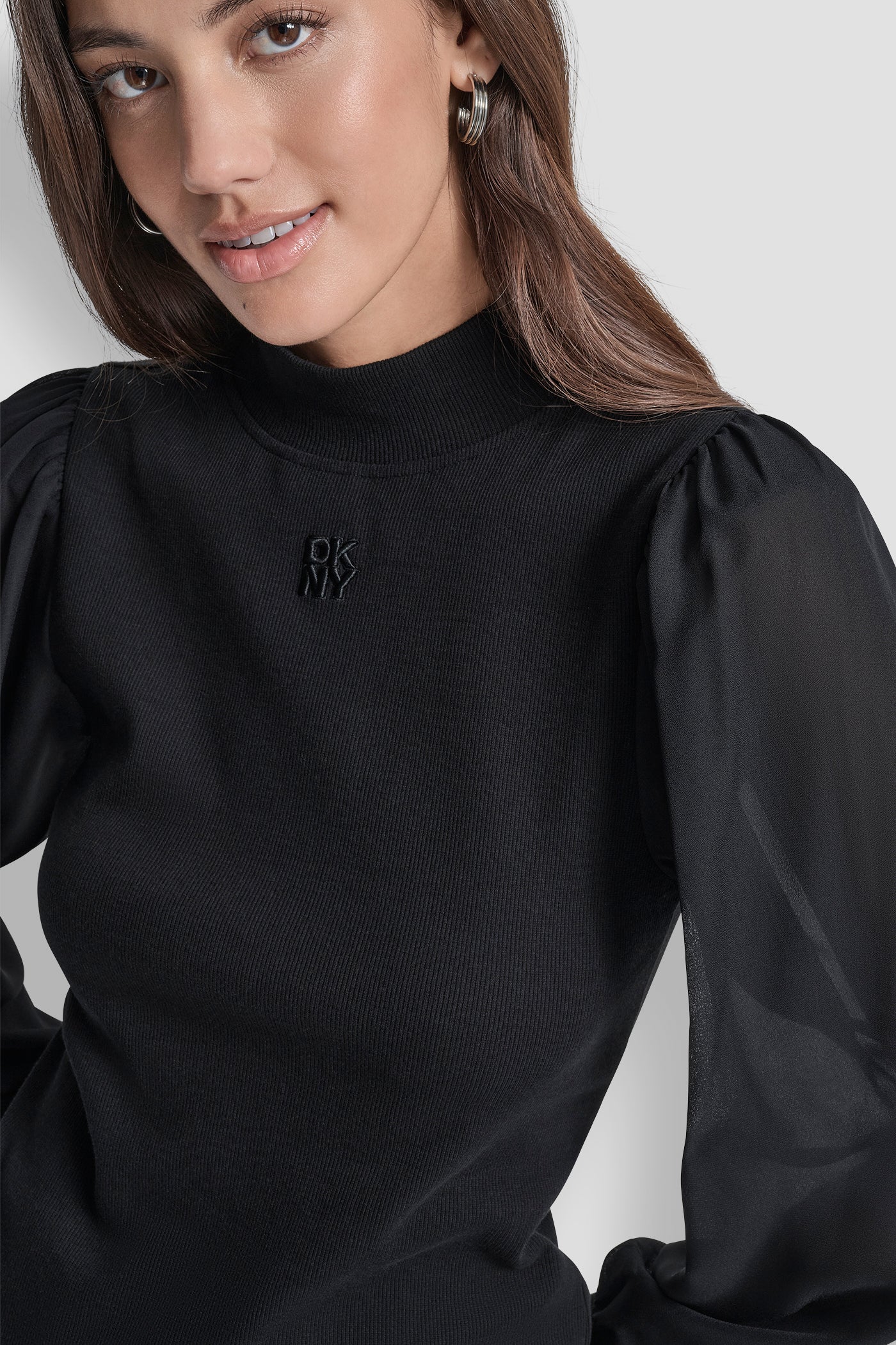 PUFF SLEEVE MIXED MEDIA TOP VIEW 4 | New clothing PUFF SLEEVE MIXED MEDIA TOP VIEW 4 | New clothing