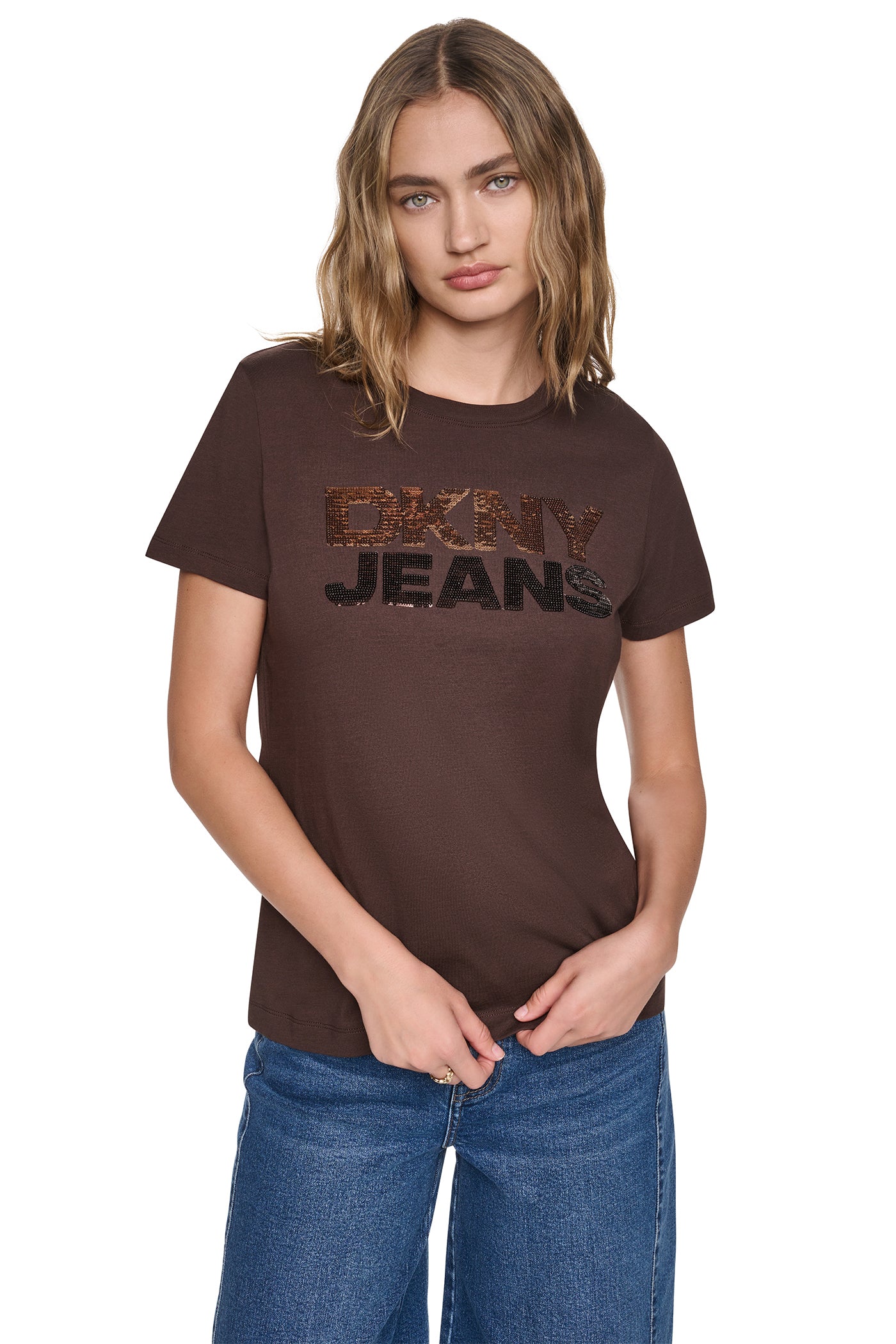 SEQUIN STACKED LOGO TEE View 2 | SALE SEQUIN STACKED LOGO TEE View 2 | SALE