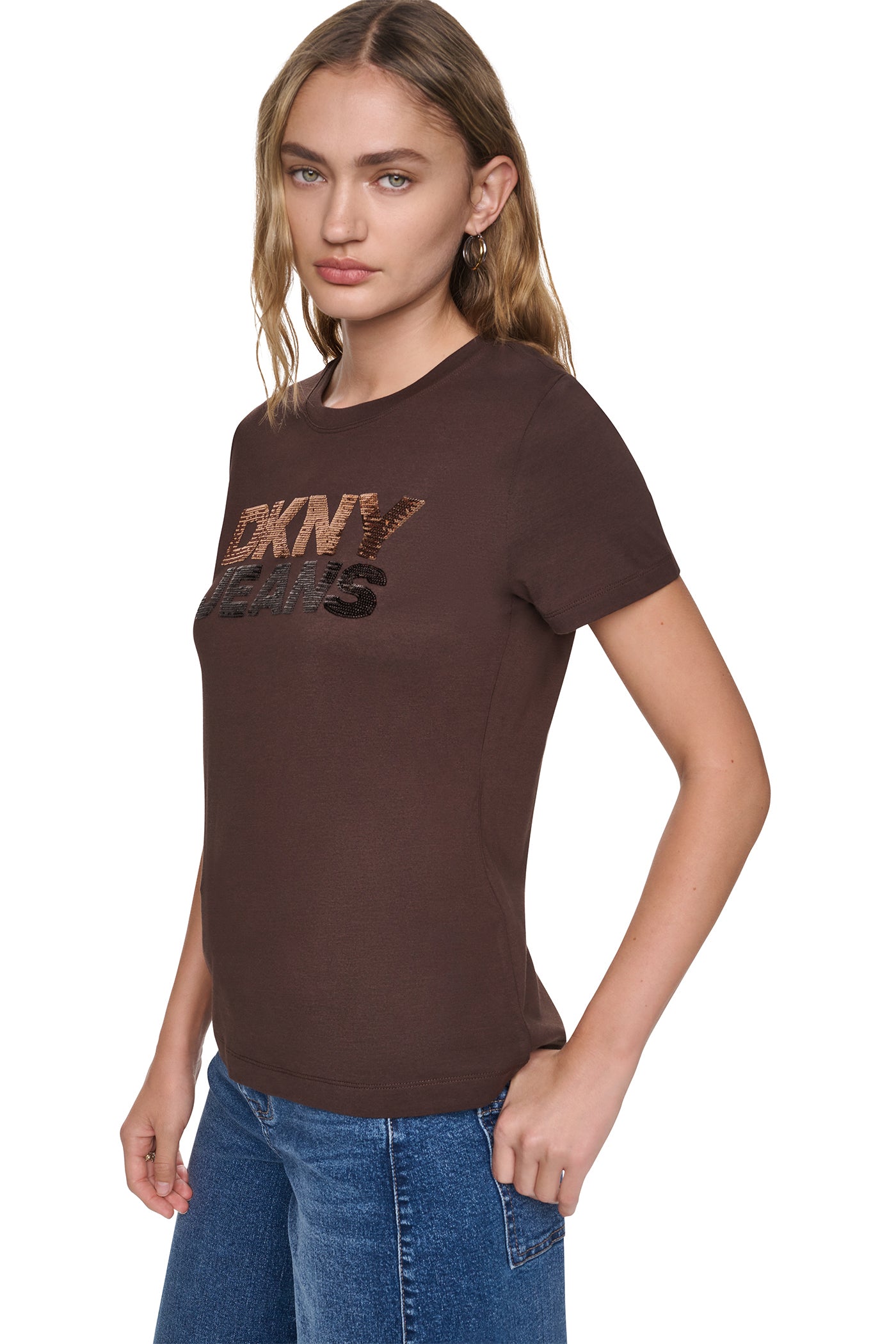 SEQUIN STACKED LOGO TEE VIEW 2