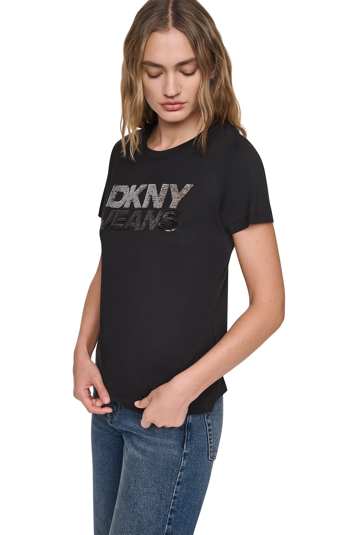 SEQUIN STACKED LOGO TEE VIEW 2