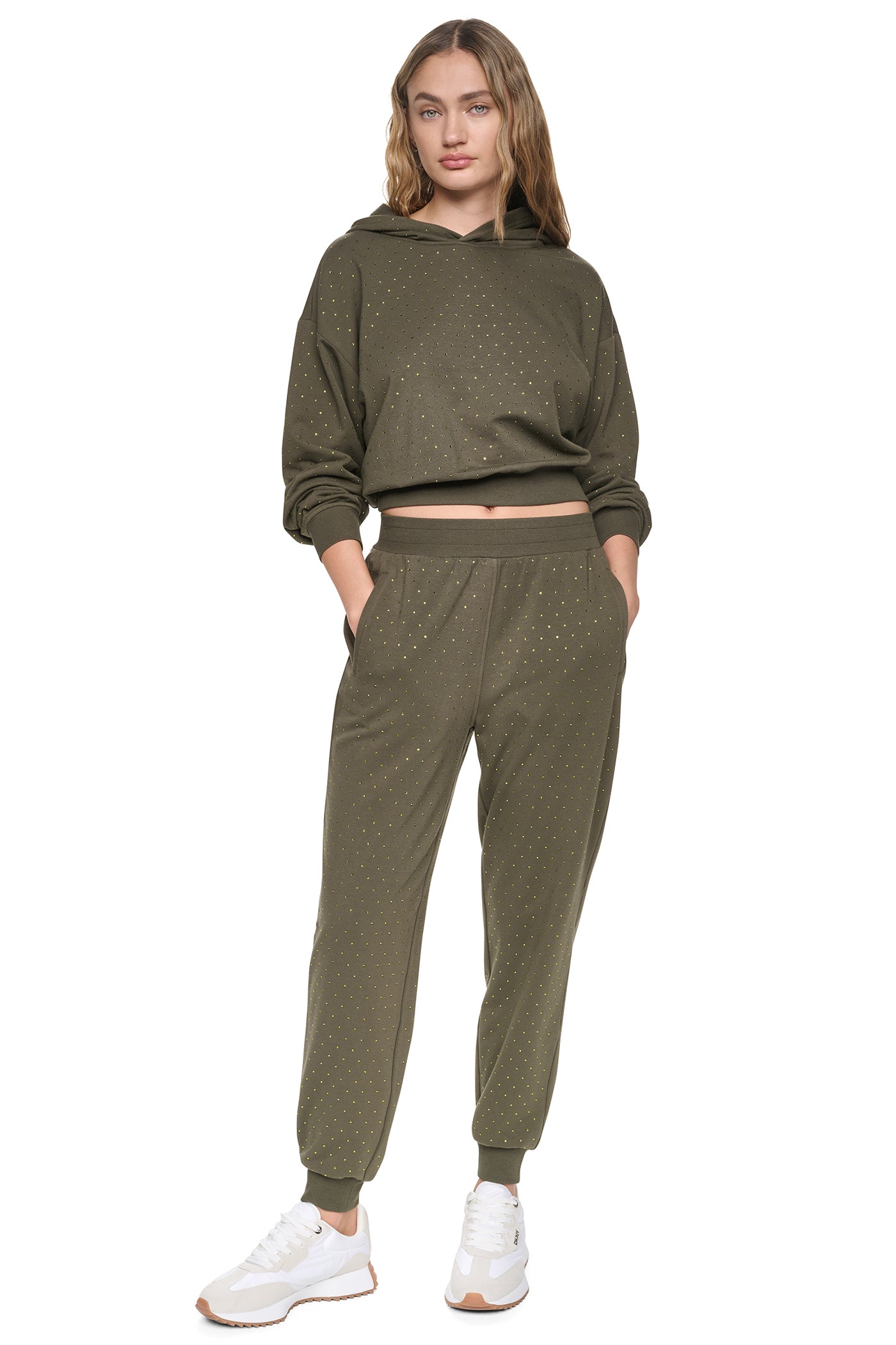 HIGH-RISE RHINESTONE JOGGER PANT View 1 | SALE HIGH-RISE RHINESTONE JOGGER PANT View 1 | SALE
