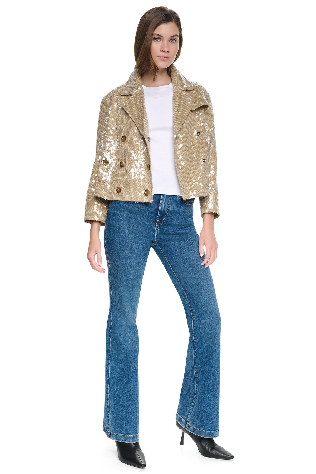 SEQUIN DOUBLE BREASTED TRENCH COAT VIEW 2
