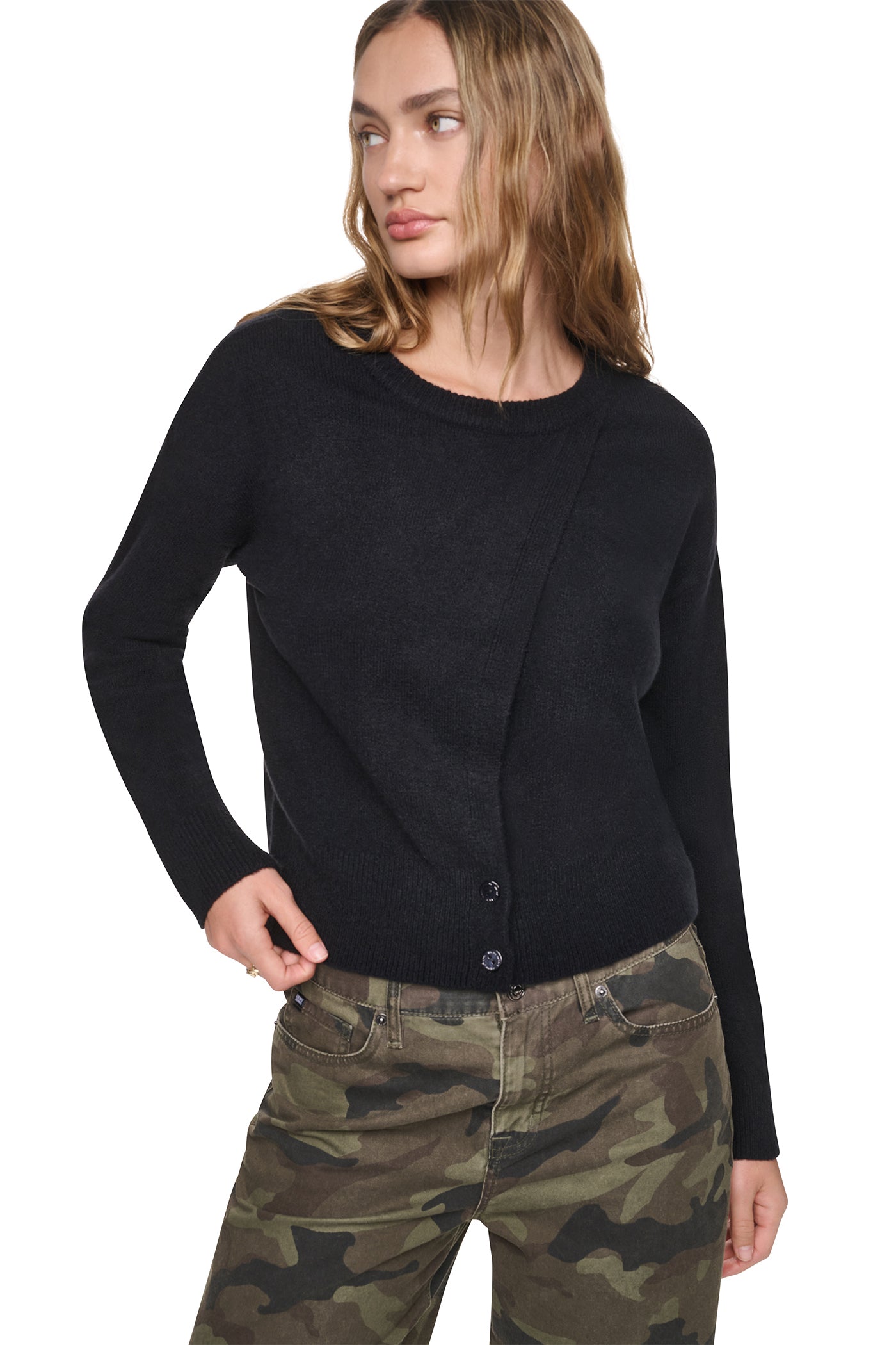 ASYMMETRIC BUTTON HEM CARDIGAN View 2 | SALE ASYMMETRIC BUTTON HEM CARDIGAN View 2 | SALE