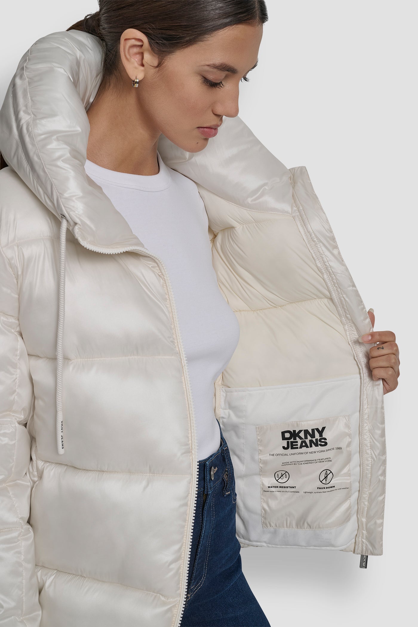 LIGHT WEIGHT QUILTED PUFFER WITH DRAMA COLLAR VIEW 6 | Cold Weather Coats LIGHT WEIGHT QUILTED PUFFER WITH DRAMA COLLAR VIEW 6 | Cold Weather Coats