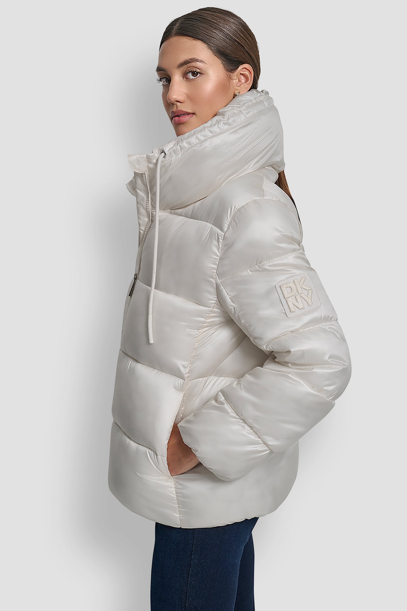 LIGHT WEIGHT QUILTED PUFFER WITH DRAMA COLLAR VIEW 3 | Cold Weather Coats LIGHT WEIGHT QUILTED PUFFER WITH DRAMA COLLAR VIEW 3 | Cold Weather Coats
