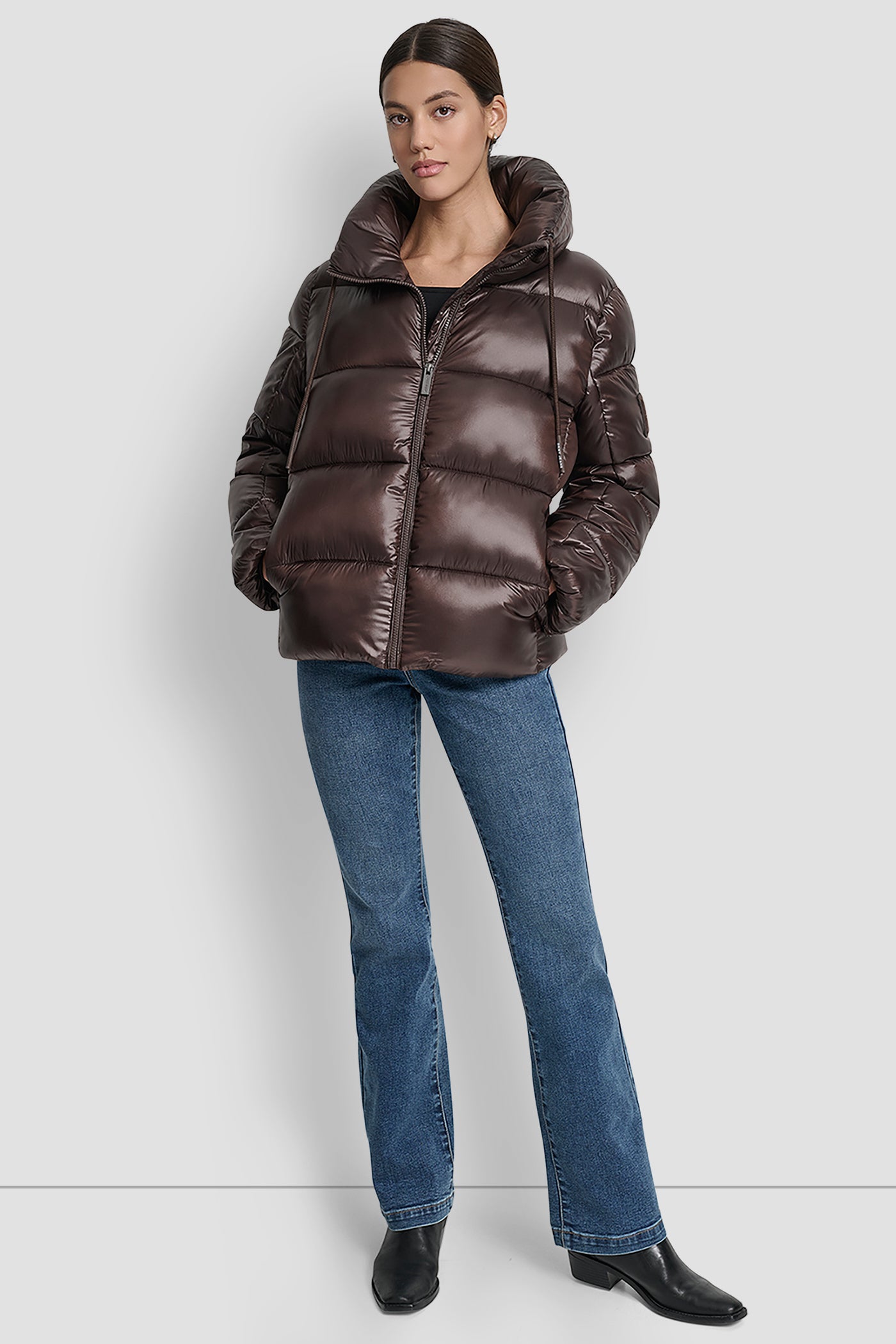 LIGHT WEIGHT QUILTED PUFFER WITH DRAMA COLLAR VIEW 8 | Cold Weather Coats LIGHT WEIGHT QUILTED PUFFER WITH DRAMA COLLAR VIEW 8 | Cold Weather Coats