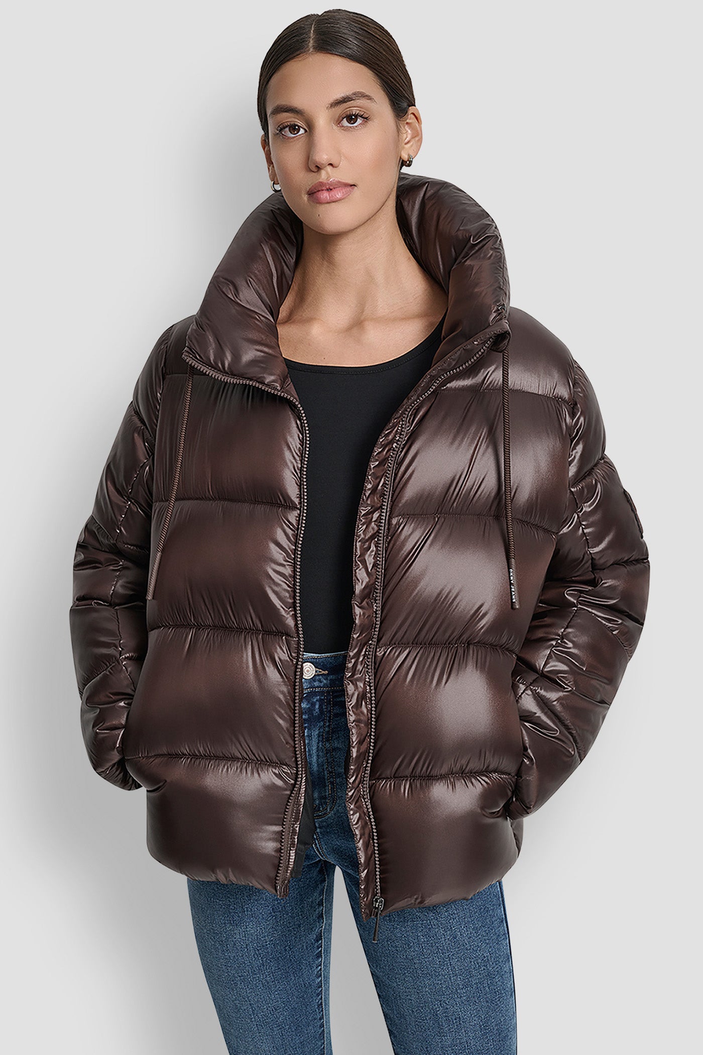 LIGHT WEIGHT QUILTED PUFFER WITH DRAMA COLLAR VIEW 6 | Cold Weather Coats LIGHT WEIGHT QUILTED PUFFER WITH DRAMA COLLAR VIEW 6 | Cold Weather Coats