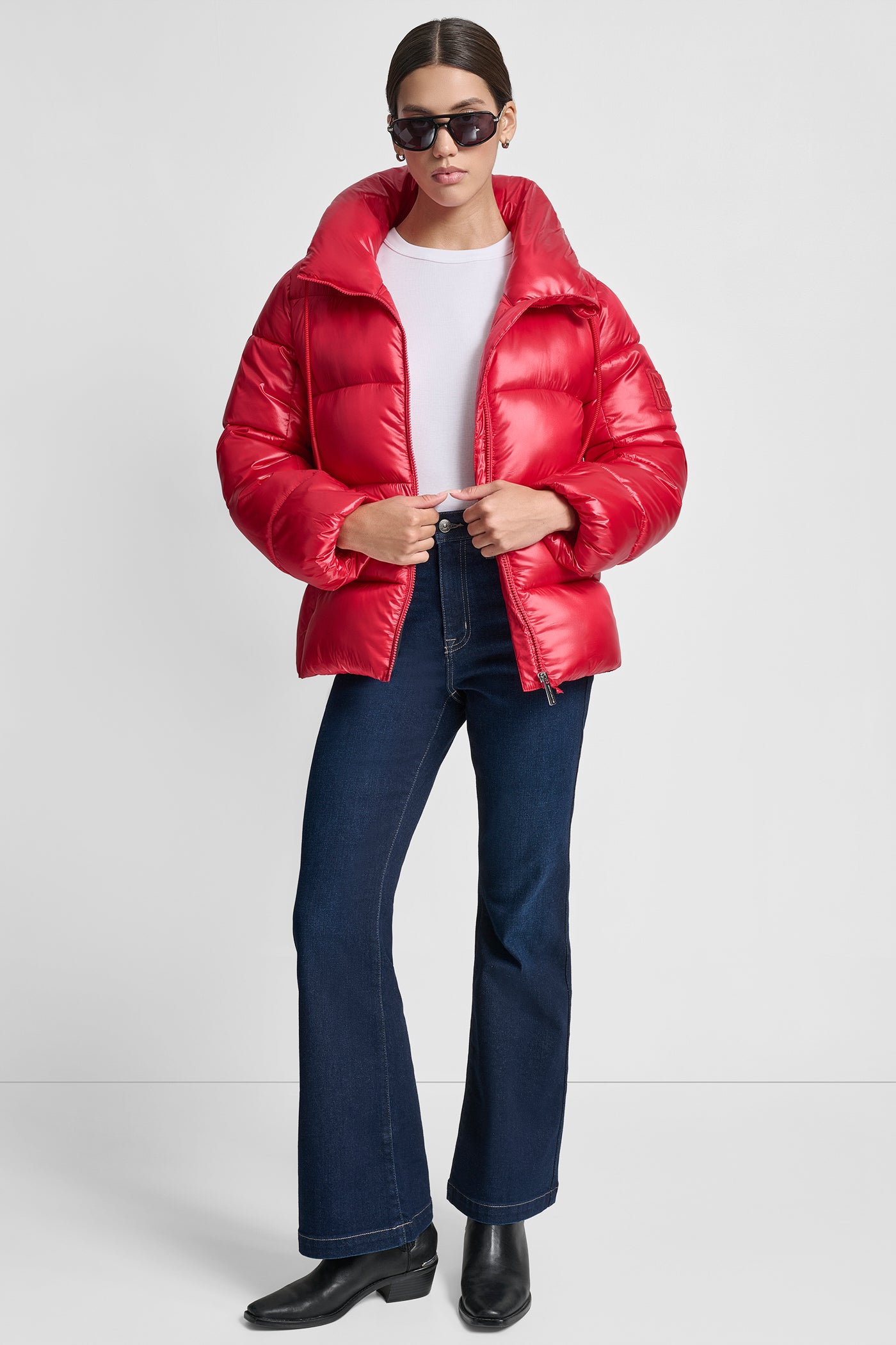 LIGHT WEIGHT QUILTED PUFFER WITH DRAMA COLLAR VIEW 8 | Cold Weather Coats LIGHT WEIGHT QUILTED PUFFER WITH DRAMA COLLAR VIEW 8 | Cold Weather Coats