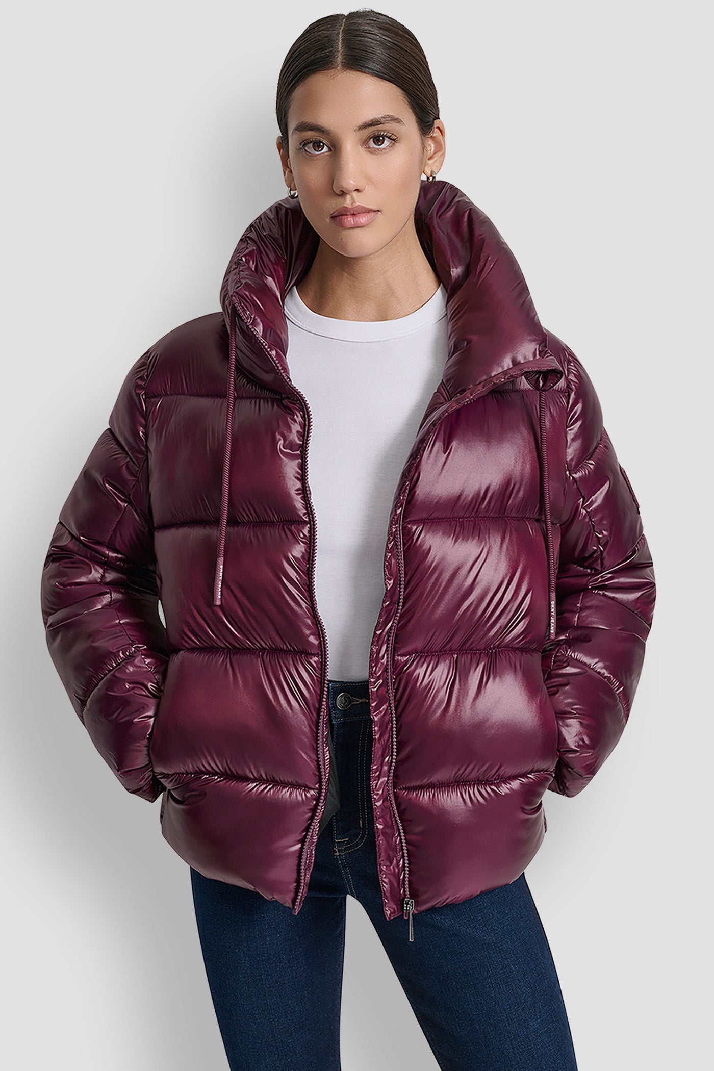 LIGHT WEIGHT QUILTED PUFFER WITH DRAMA COLLAR VIEW 3 | Cold Weather Coats LIGHT WEIGHT QUILTED PUFFER WITH DRAMA COLLAR VIEW 3 | Cold Weather Coats