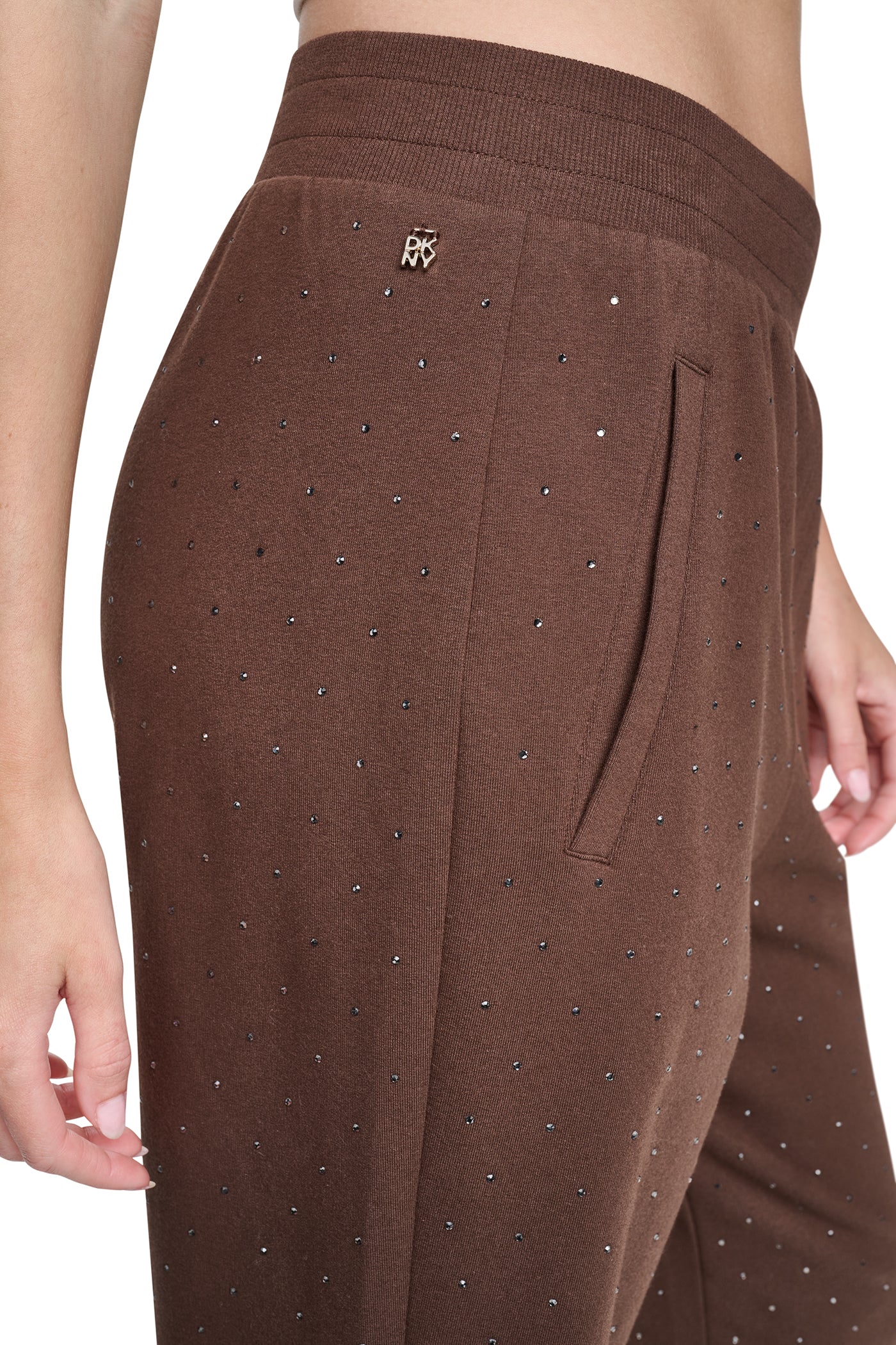 HIGH-RISE RHINESTONE JOGGER PANT View 2 | DKNY25 HIGH-RISE RHINESTONE JOGGER PANT View 2 | DKNY25