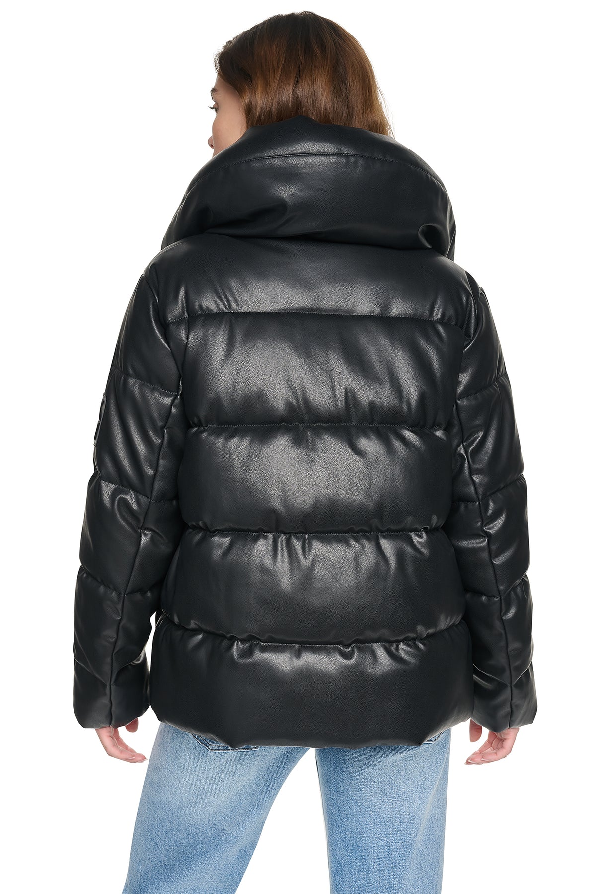 FAUX LEATHER PUFFER JACKET VIEW 2