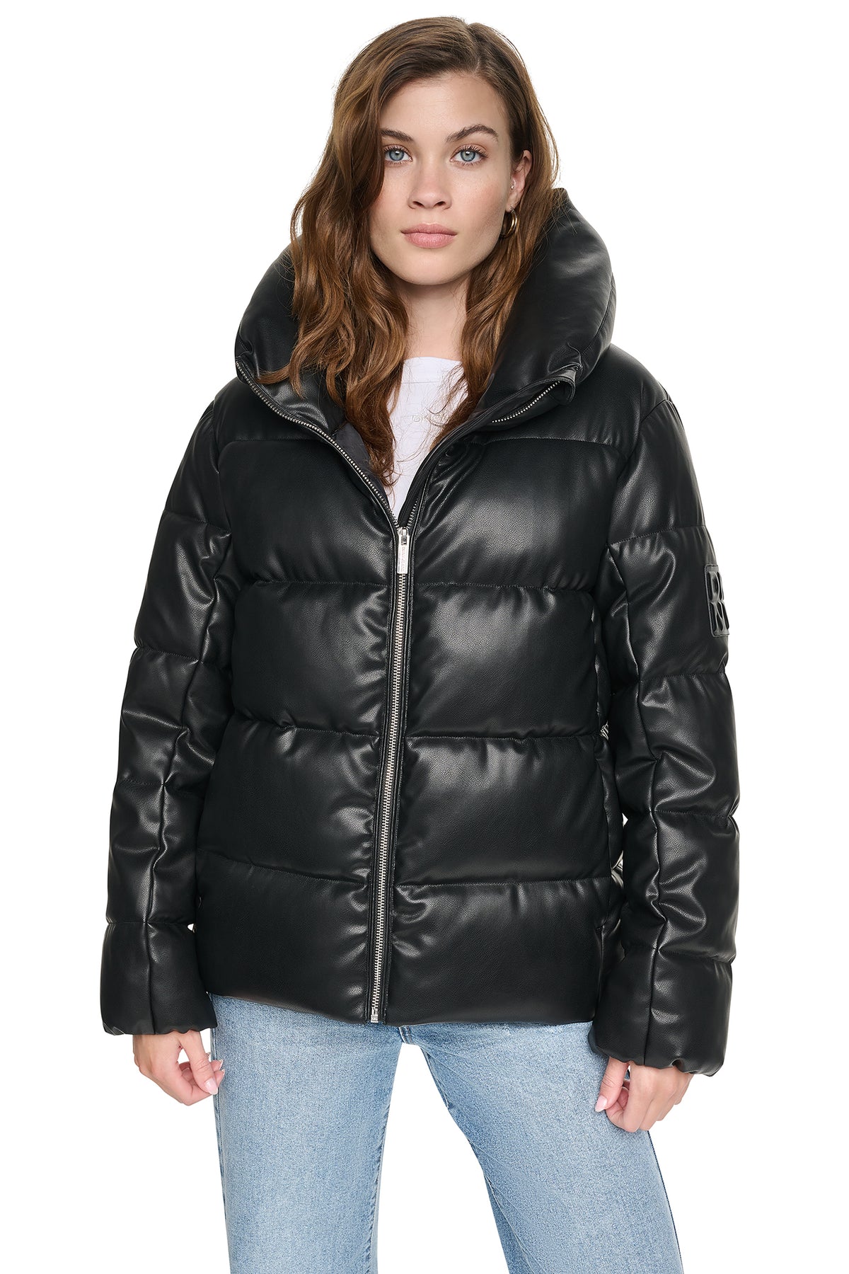FAUX LEATHER PUFFER JACKET VIEW 2