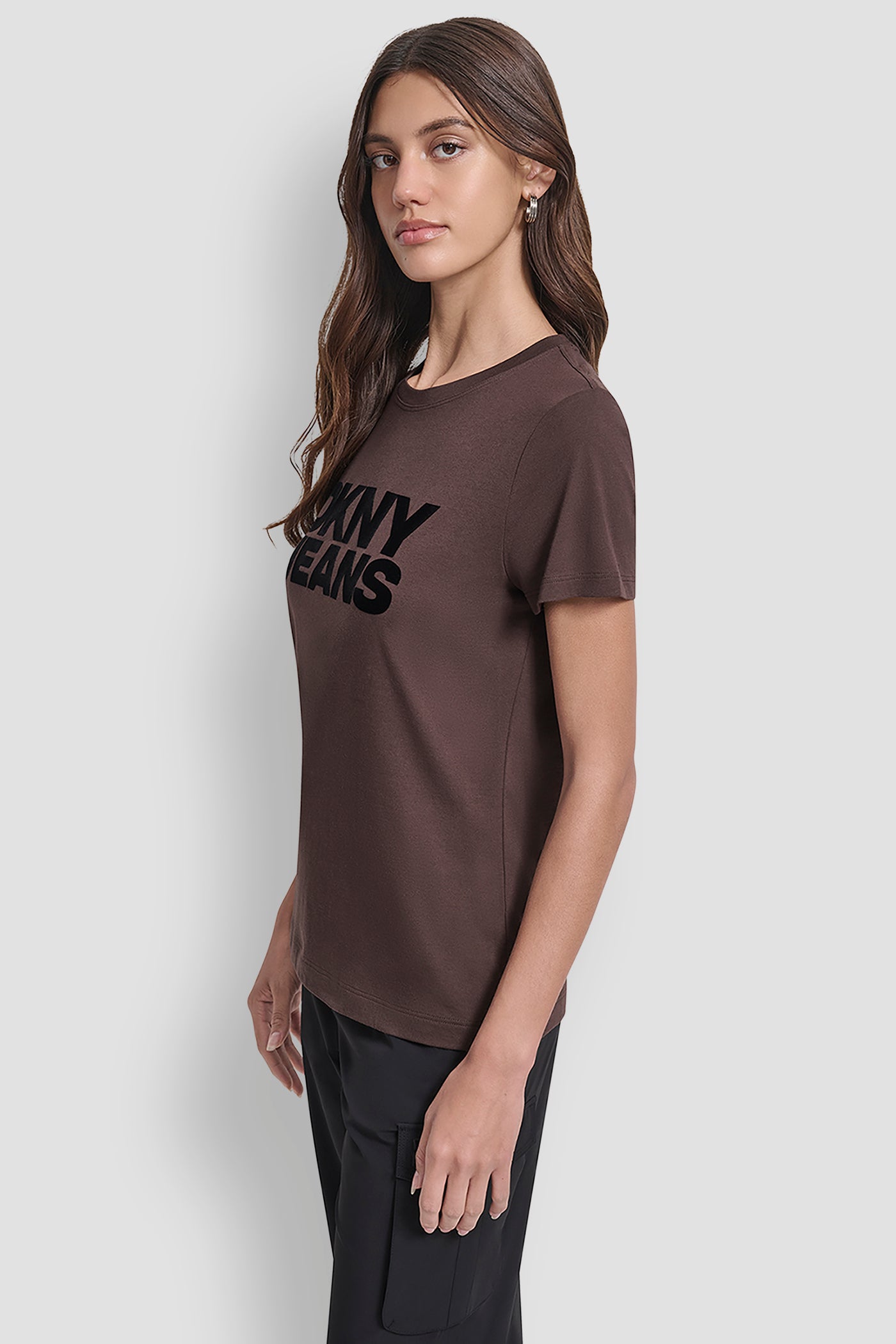 FLOCKED LOGO CREW NECK TEE VIEW 3 | Tees & Tanks FLOCKED LOGO CREW NECK TEE VIEW 3 | Tees & Tanks