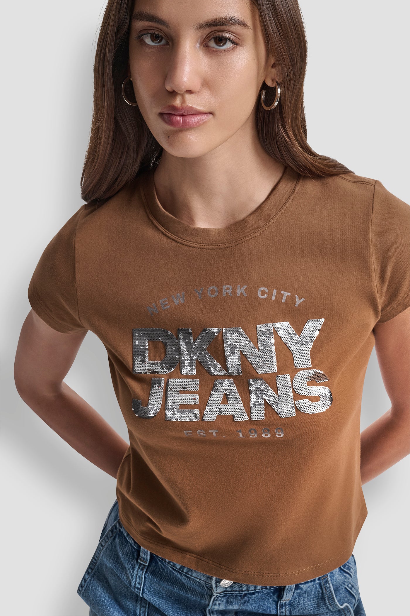 SEQUIN DKNY JEANS FOIL TYPE LOGO FITTED BABY TEE VIEW 4 | New Arrivals SEQUIN DKNY JEANS FOIL TYPE LOGO FITTED BABY TEE VIEW 4 | New Arrivals