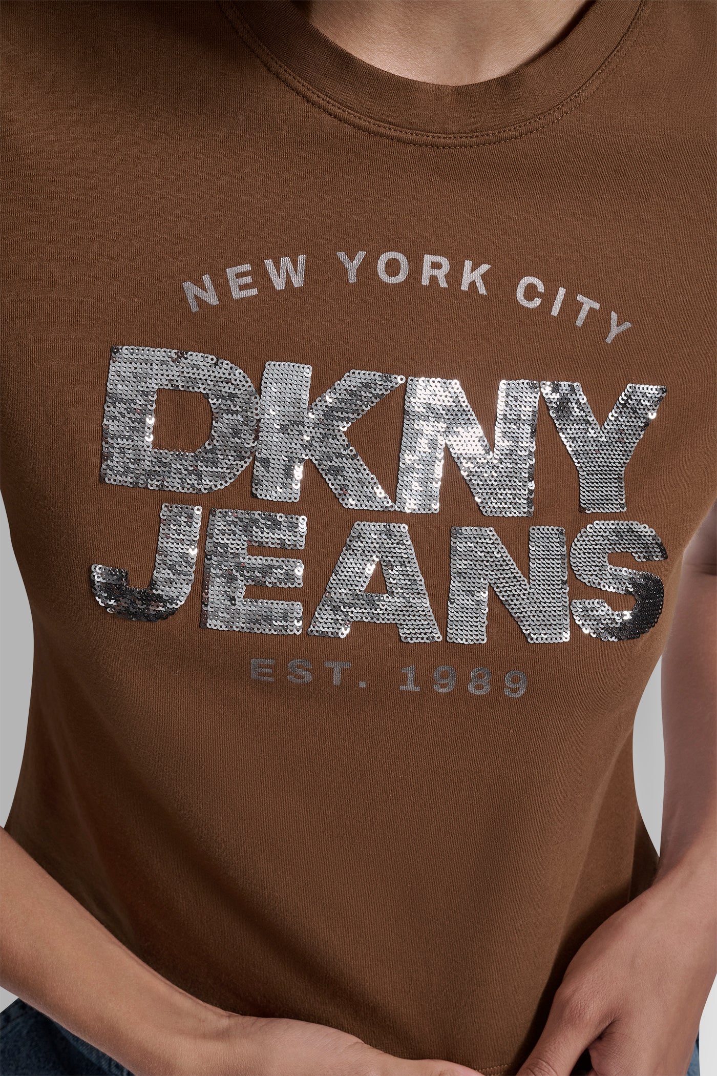 SEQUIN DKNY JEANS FOIL TYPE LOGO FITTED BABY TEE VIEW 5 | New Arrivals SEQUIN DKNY JEANS FOIL TYPE LOGO FITTED BABY TEE VIEW 5 | New Arrivals