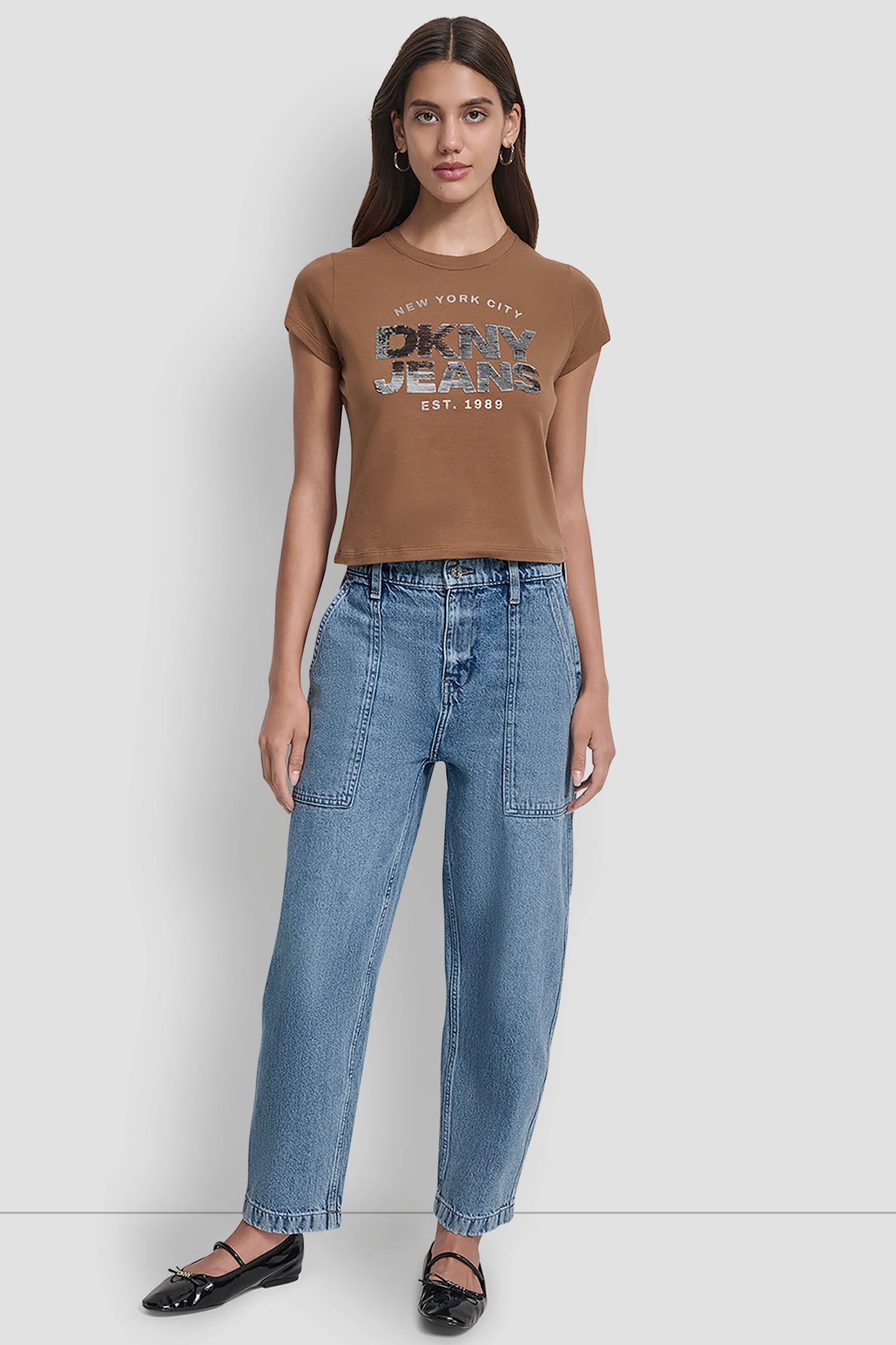 SEQUIN DKNY JEANS FOIL TYPE LOGO FITTED BABY TEE VIEW 6 | New Arrivals SEQUIN DKNY JEANS FOIL TYPE LOGO FITTED BABY TEE VIEW 6 | New Arrivals