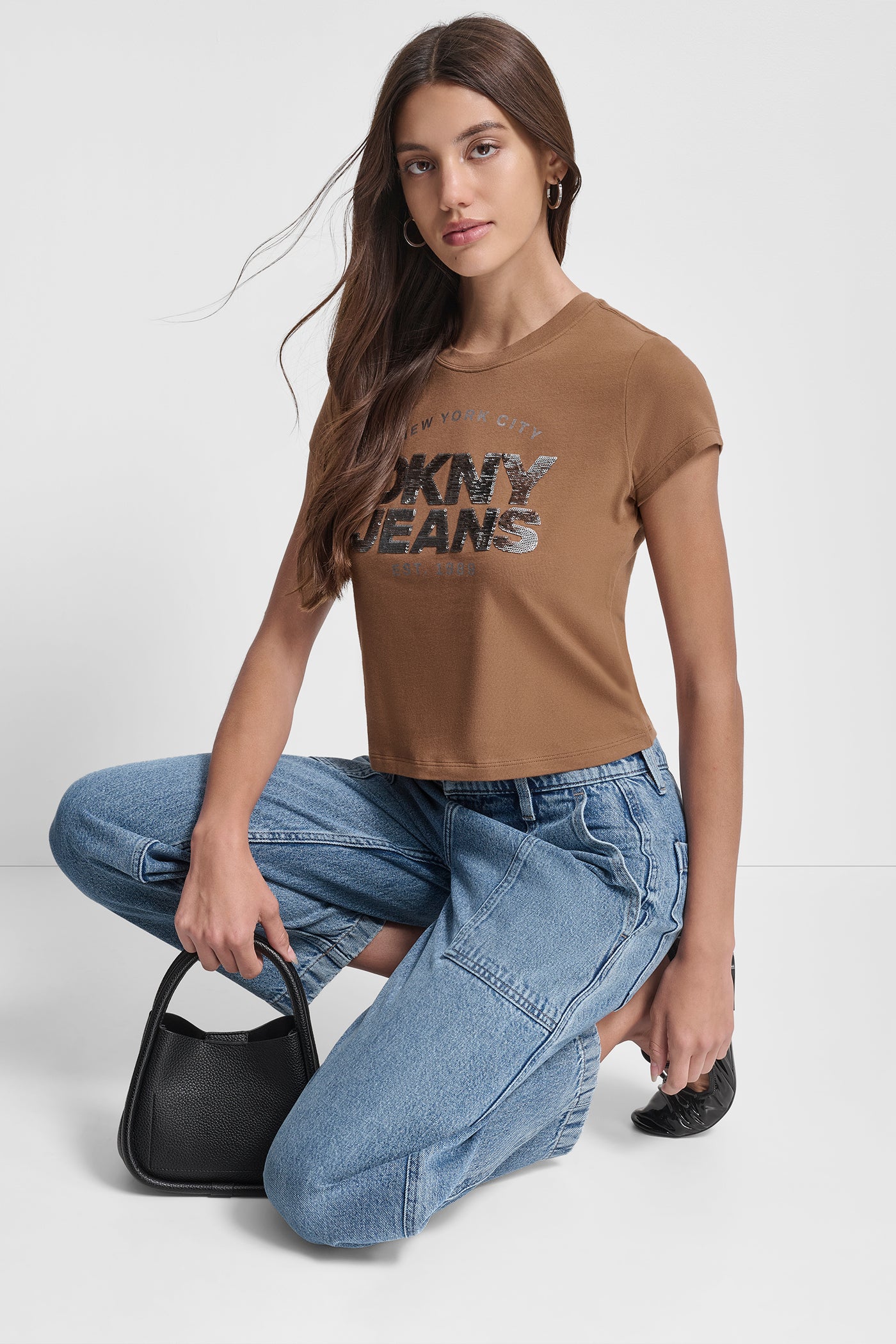 SEQUIN DKNY JEANS FOIL TYPE LOGO FITTED BABY TEE VIEW 7 | New Arrivals SEQUIN DKNY JEANS FOIL TYPE LOGO FITTED BABY TEE VIEW 7 | New Arrivals