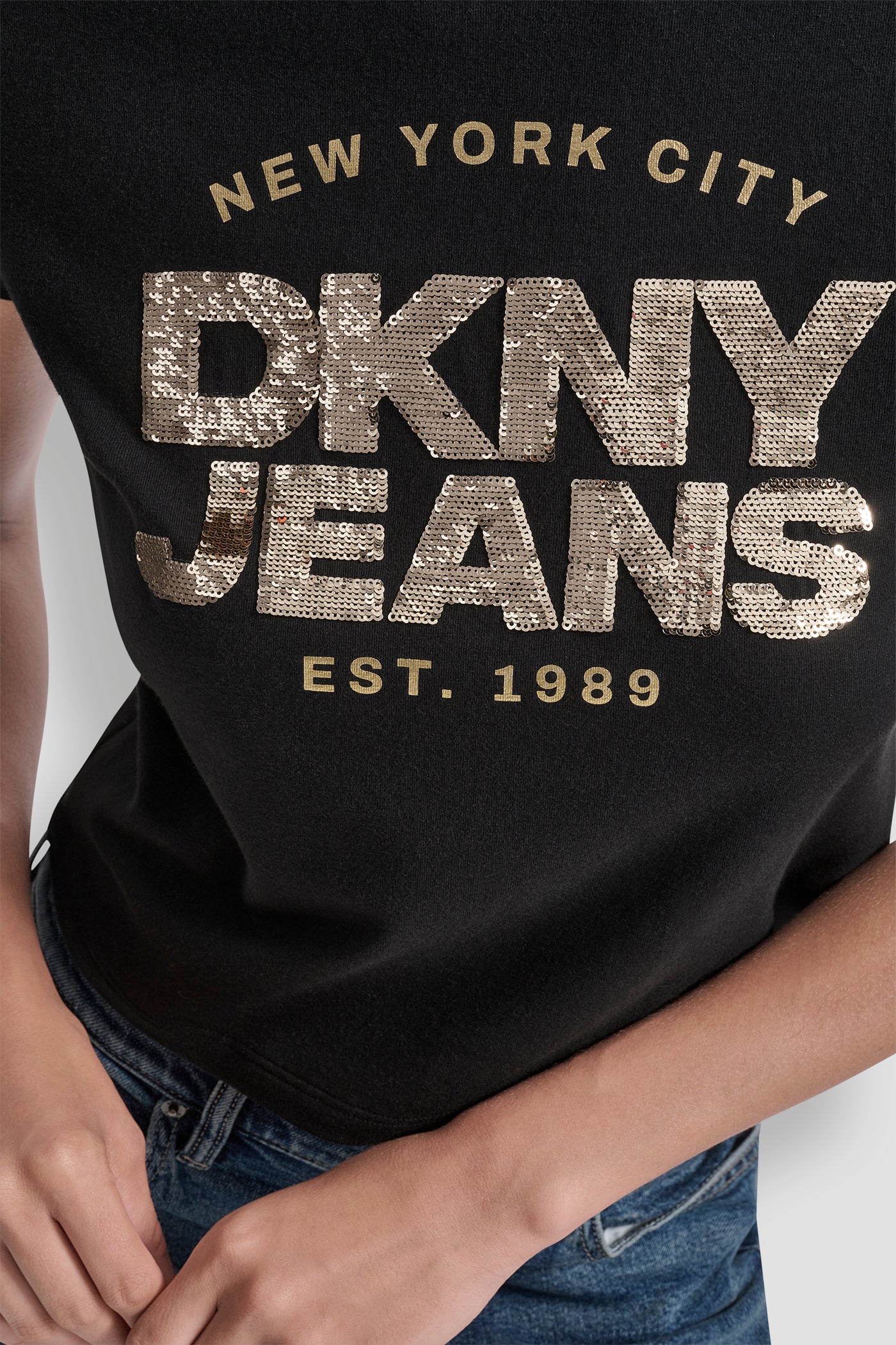 SEQUIN DKNY JEANS FOIL TYPE LOGO FITTED BABY TEE VIEW 5 | New Arrivals SEQUIN DKNY JEANS FOIL TYPE LOGO FITTED BABY TEE VIEW 5 | New Arrivals