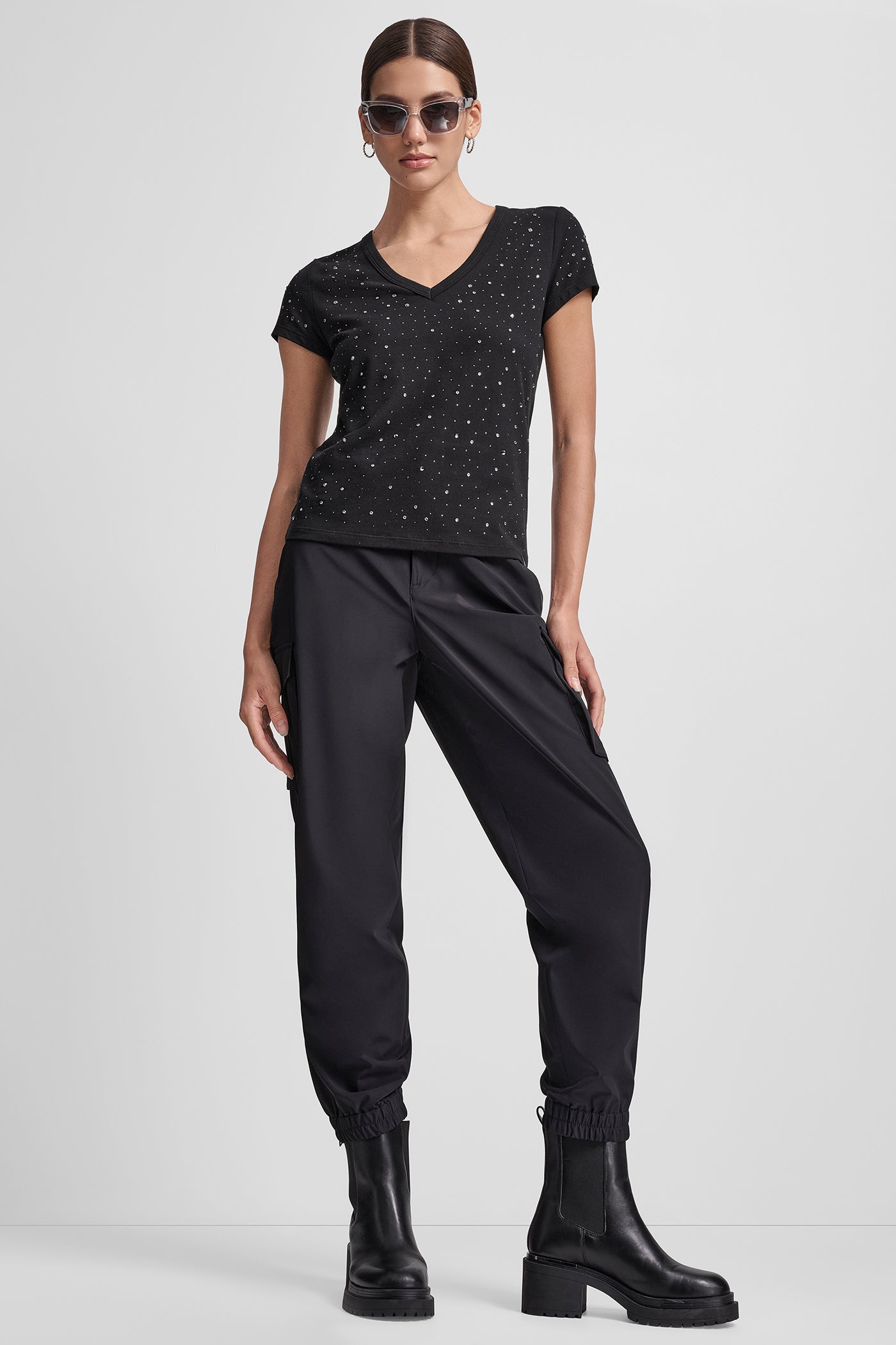 SCATTERED MULTI STUDS EMBELLISHED CAP SLEEVE FITTED VIEW 5 | New Arrivals SCATTERED MULTI STUDS EMBELLISHED CAP SLEEVE FITTED VIEW 5 | New Arrivals