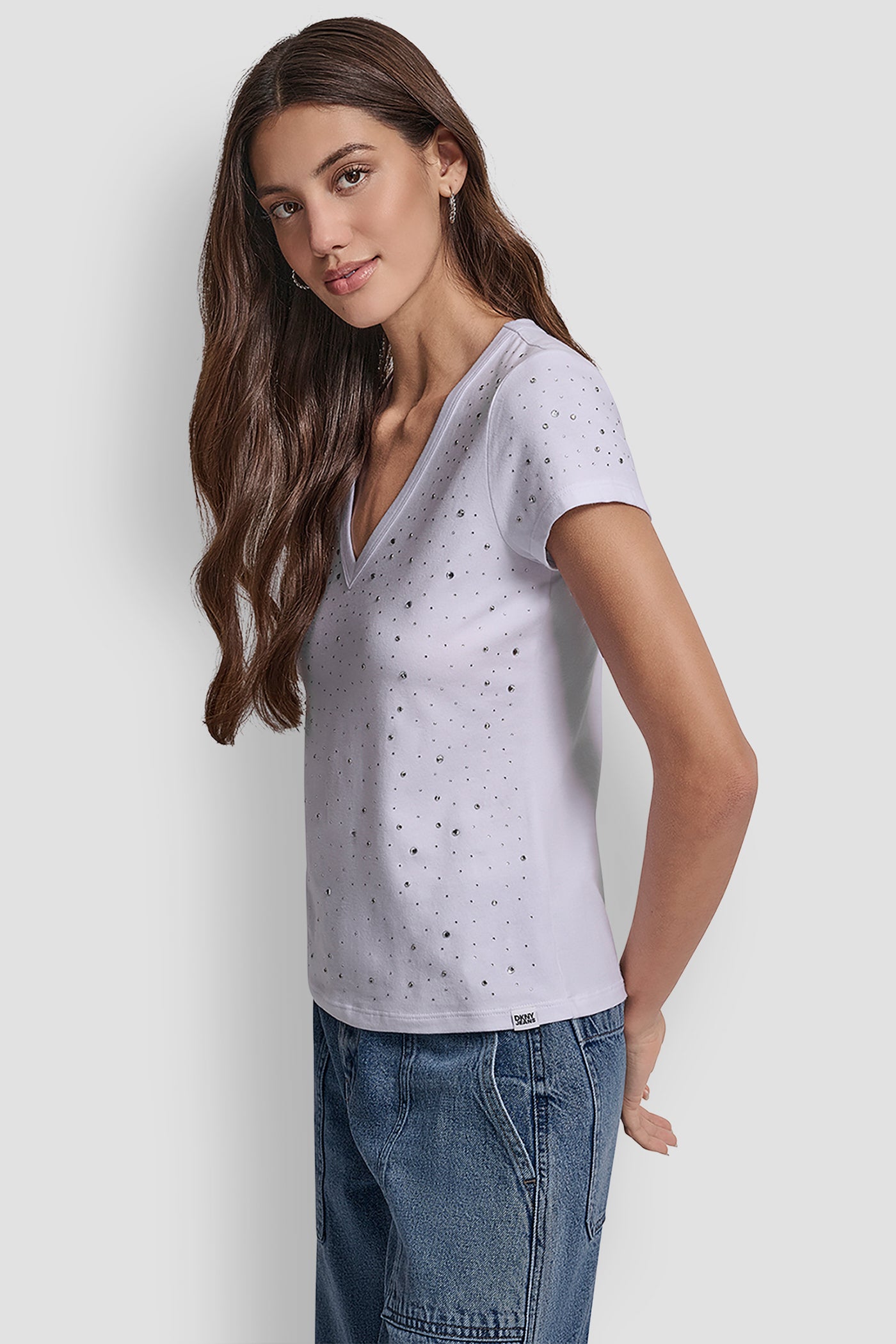 SCATTERED MULTI STUDS EMBELLISHED CAP SLEEVE FITTED VIEW 3 | New Arrivals SCATTERED MULTI STUDS EMBELLISHED CAP SLEEVE FITTED VIEW 3 | New Arrivals