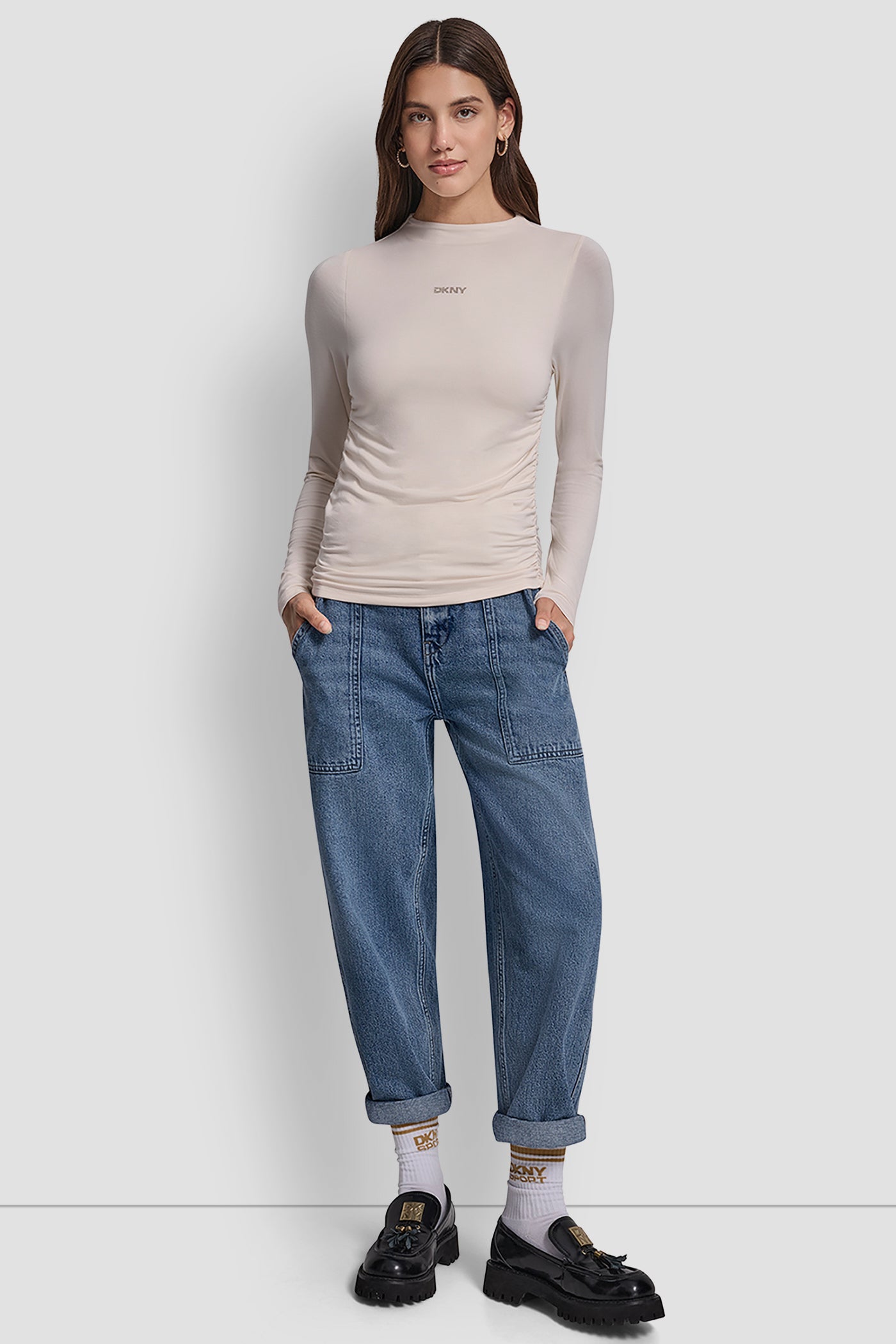 SIDE RUCHED HIGH NECK LONG SLEEVE TOP WITH RHINESTONE VIEW 5 | WOMEN'S SWEATERS & TOPS SIDE RUCHED HIGH NECK LONG SLEEVE TOP WITH RHINESTONE VIEW 5 | WOMEN'S SWEATERS & TOPS