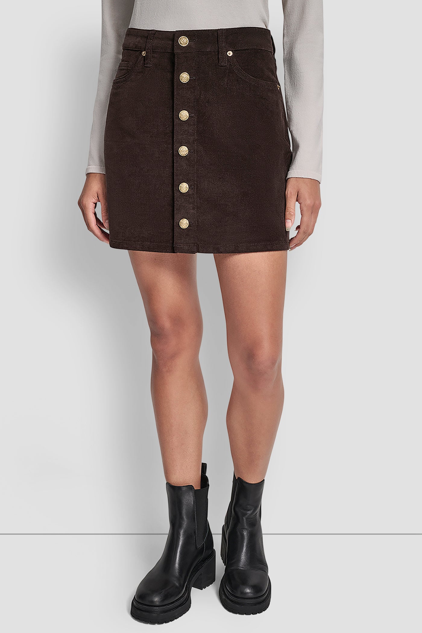 CORD HIGH RISE BUTTON FRONT MINI SKIRT VIEW 1 | New Arrivals CORD HIGH RISE BUTTON FRONT MINI SKIRT VIEW 1 | New Arrivals