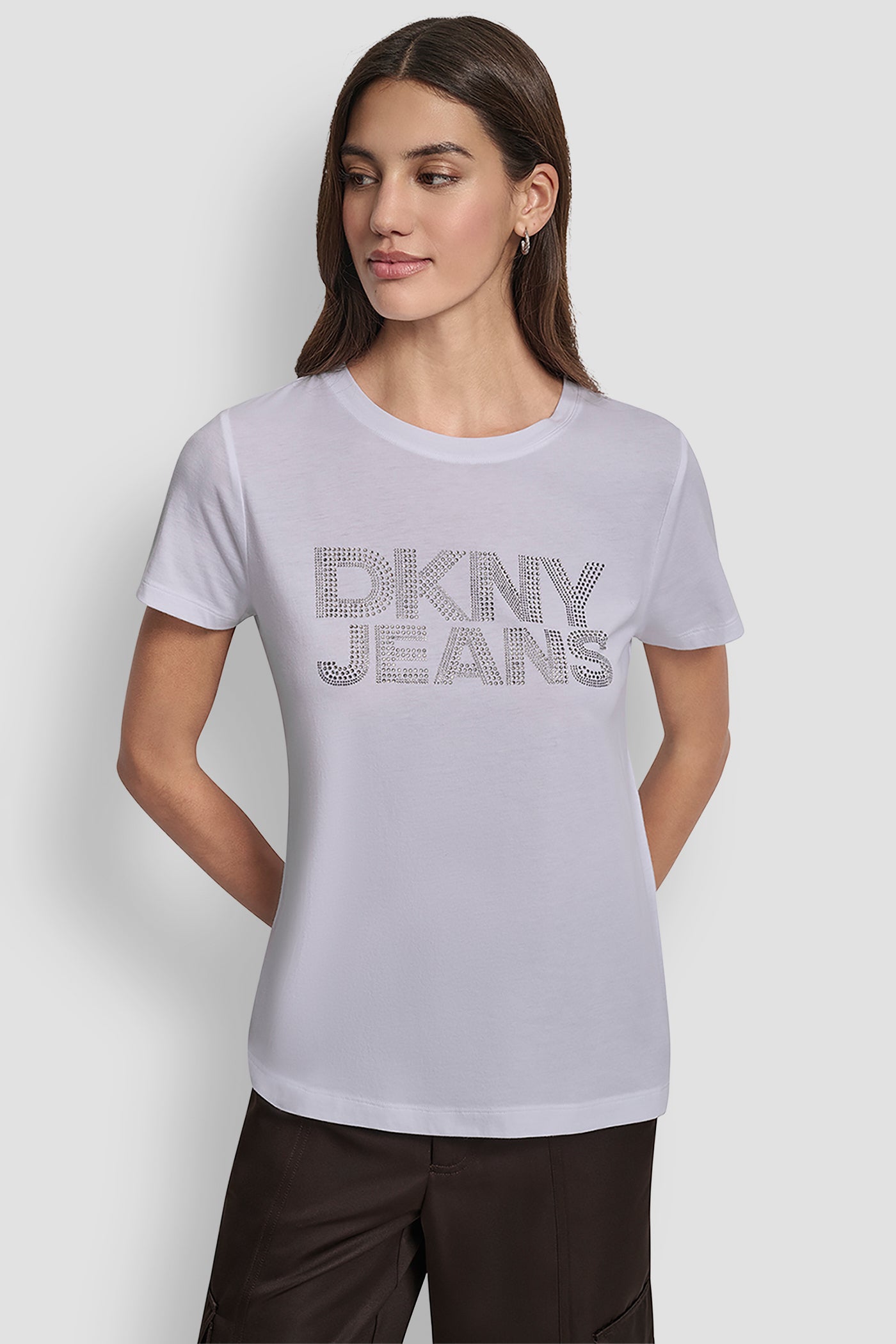 DKNY JEANS STACKED MIXED RHINESTONE LOGO CREW NECK VIEW 1 | Tees & Tanks DKNY JEANS STACKED MIXED RHINESTONE LOGO CREW NECK VIEW 1 | Tees & Tanks
