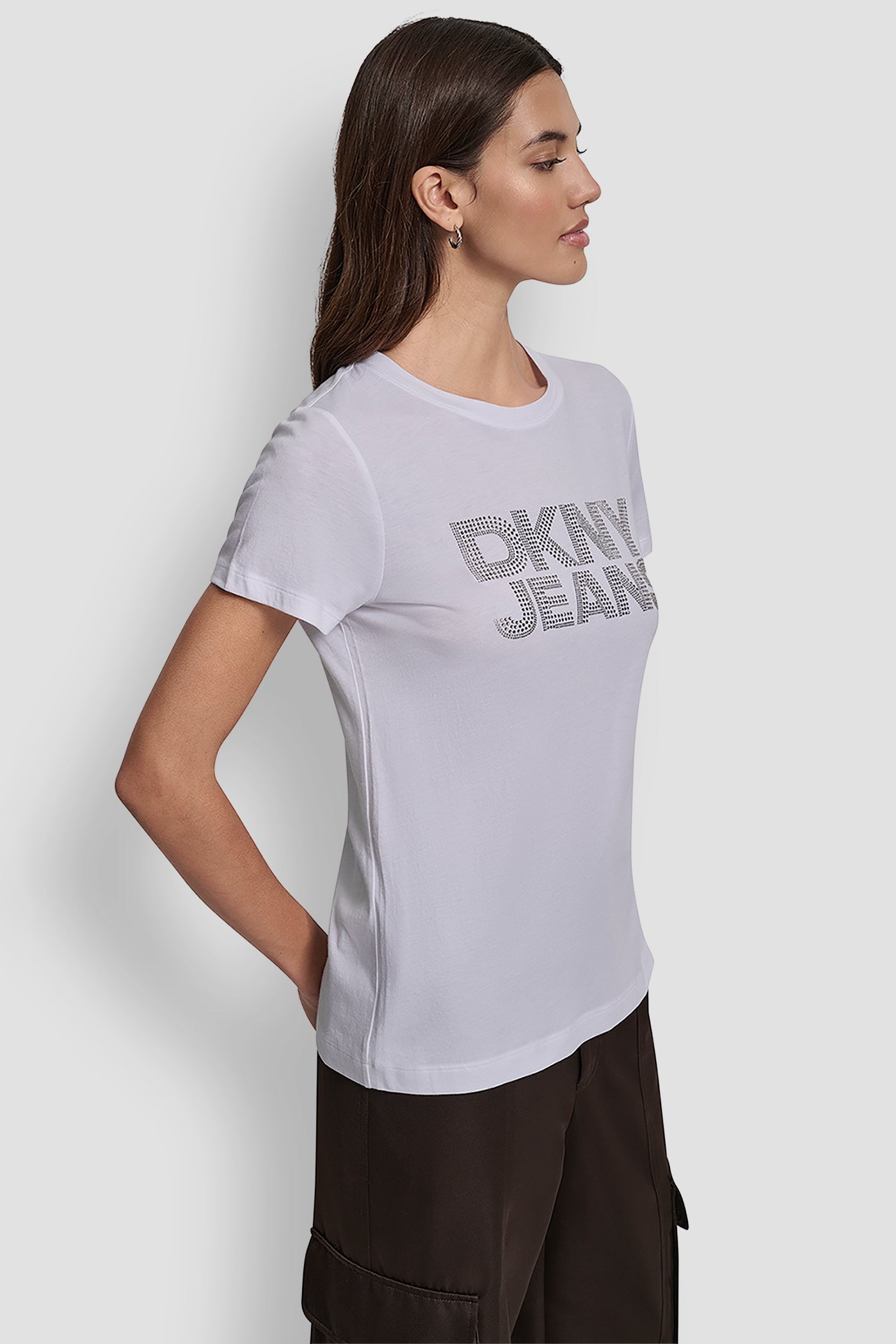 DKNY JEANS STACKED MIXED RHINESTONE LOGO CREW NECK VIEW 3 | Tees & Tanks DKNY JEANS STACKED MIXED RHINESTONE LOGO CREW NECK VIEW 3 | Tees & Tanks