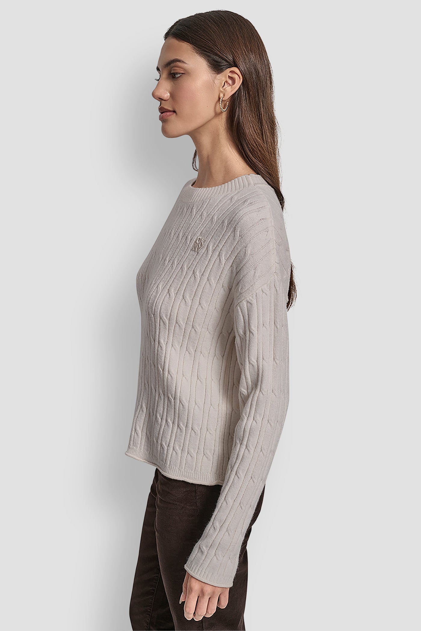 CABLE LONG SLEEVE CREW NECK WITH BABY ROLL AT HEM VIEW 3 | New Arrivals CABLE LONG SLEEVE CREW NECK WITH BABY ROLL AT HEM VIEW 3 | New Arrivals