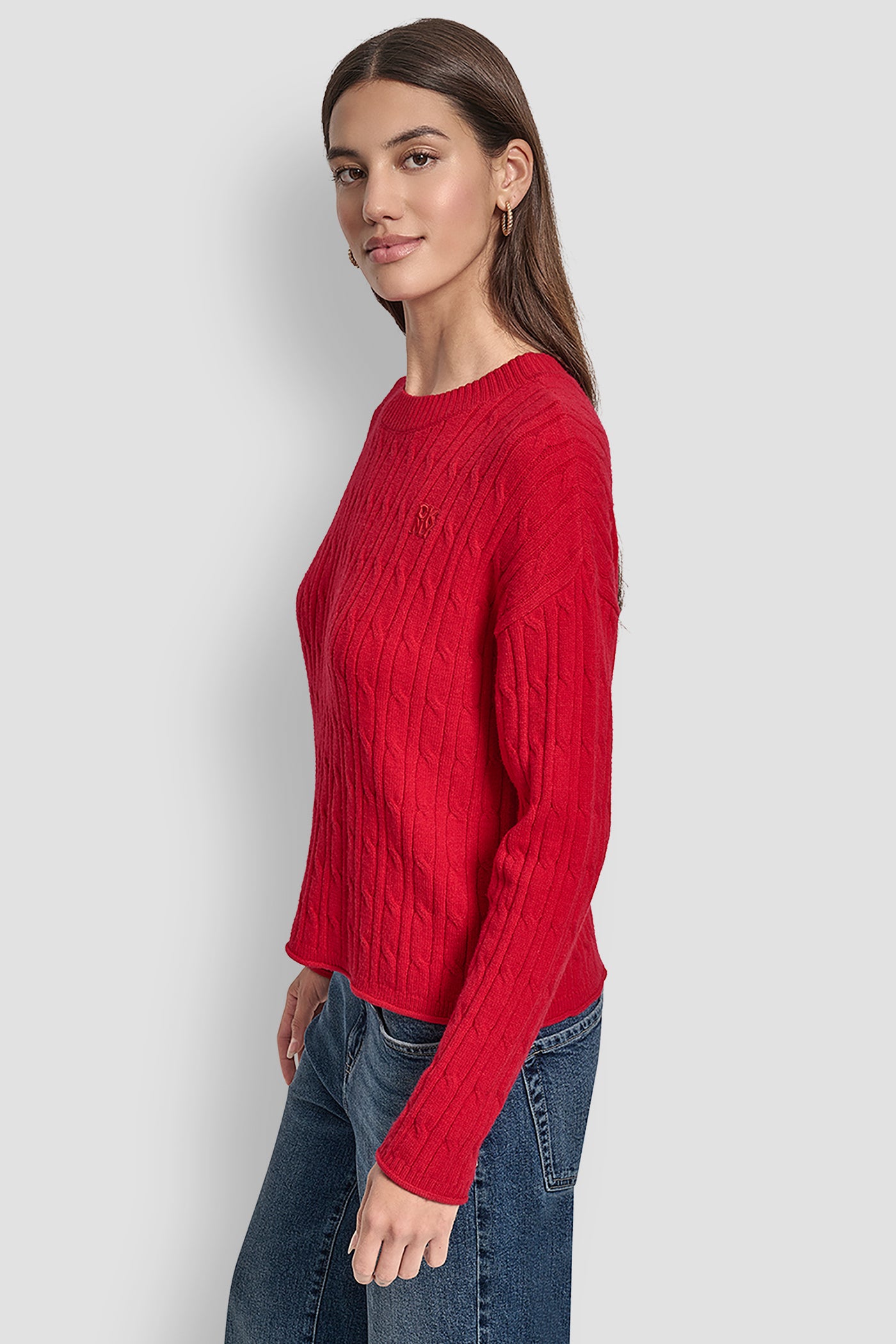 CABLE LONG SLEEVE CREW NECK WITH BABY ROLL AT HEM VIEW 3 | New Arrivals CABLE LONG SLEEVE CREW NECK WITH BABY ROLL AT HEM VIEW 3 | New Arrivals