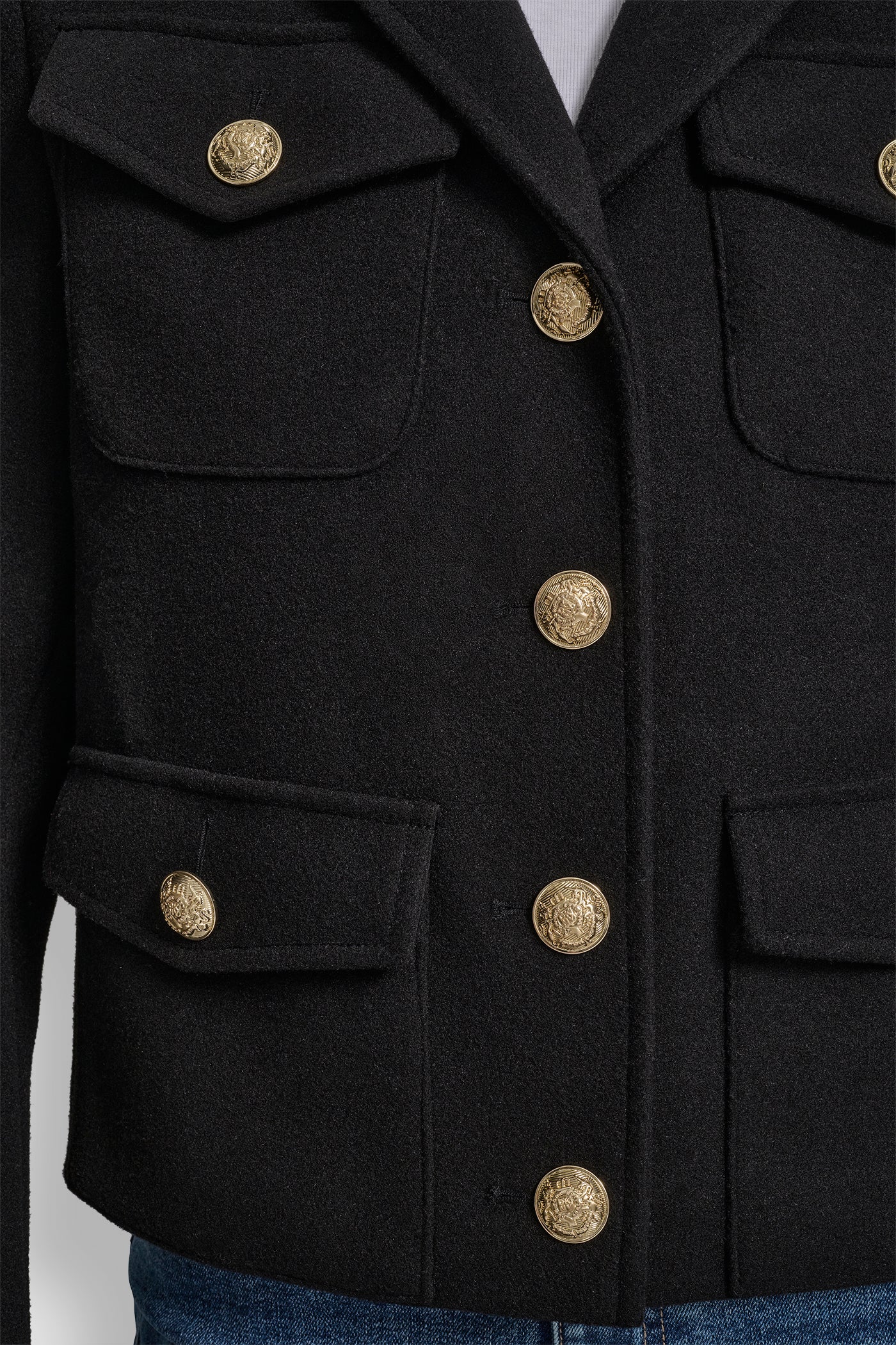 BUTTON FRONT CROPPED JACKET WITH FLAP POCKETS VIEW 4 | WOMENS COATS & JACKETS BUTTON FRONT CROPPED JACKET WITH FLAP POCKETS VIEW 4 | WOMENS COATS & JACKETS