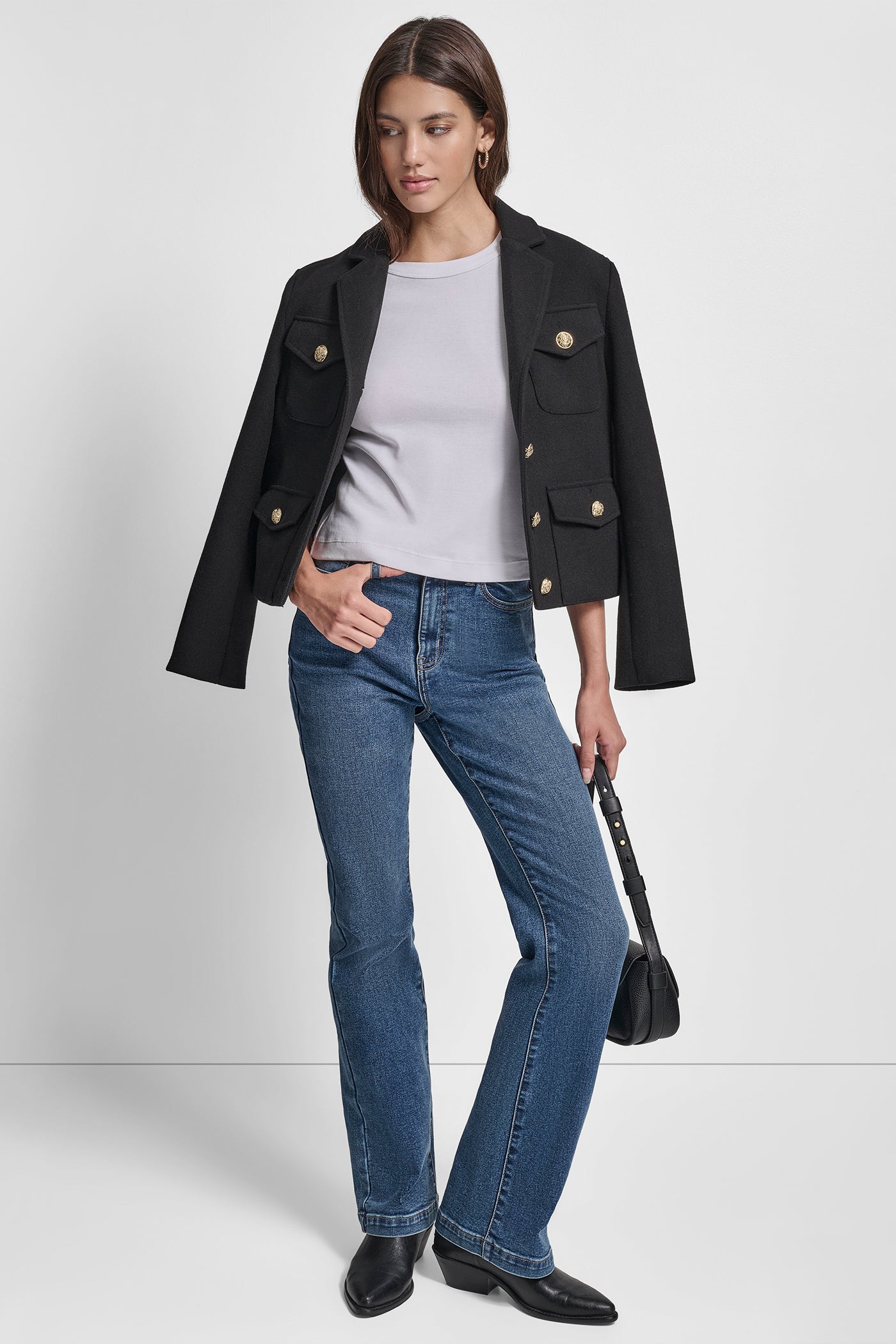BUTTON FRONT CROPPED JACKET WITH FLAP POCKETS VIEW 7 | WOMENS COATS & JACKETS BUTTON FRONT CROPPED JACKET WITH FLAP POCKETS VIEW 7 | WOMENS COATS & JACKETS