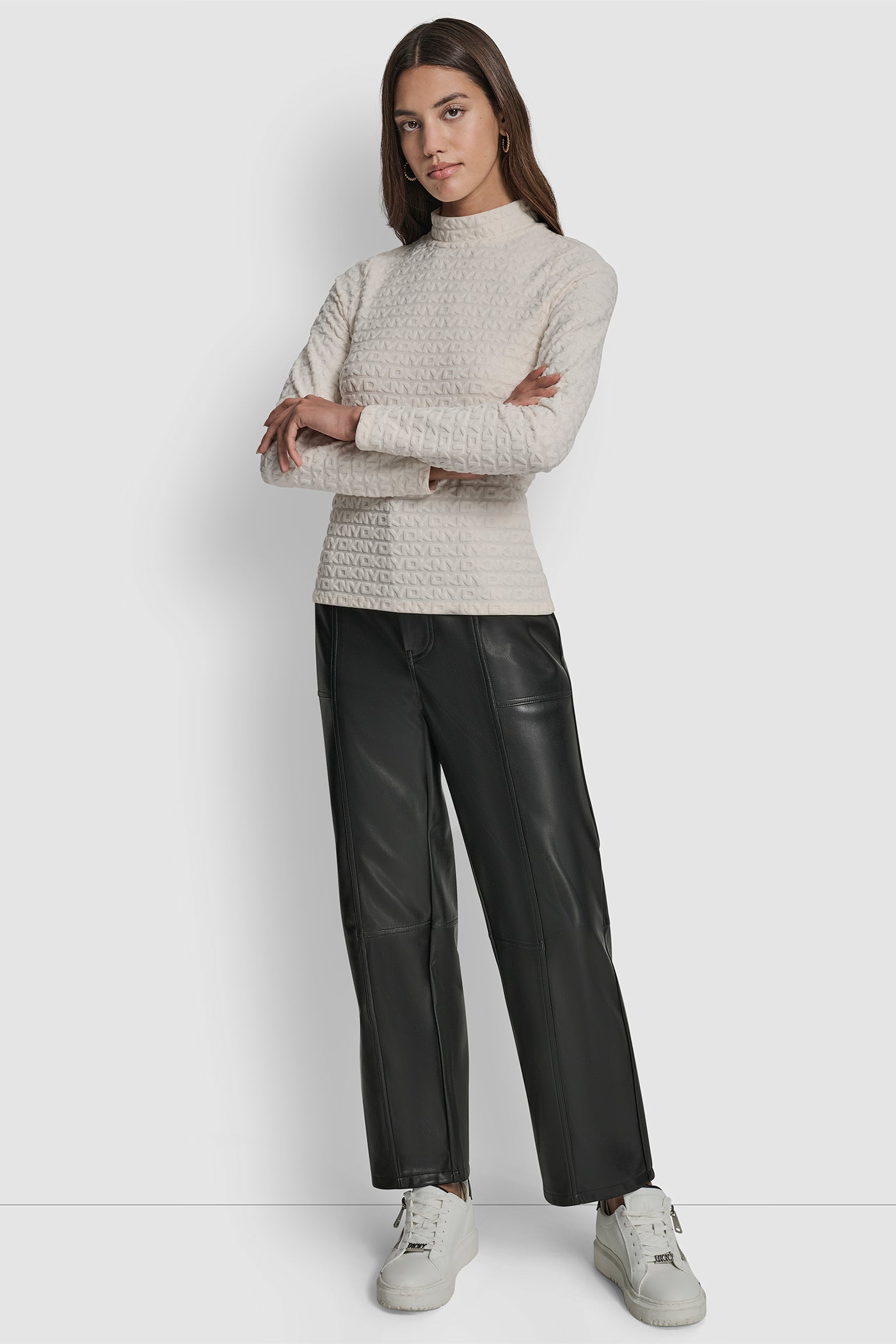 LOGO JACQUARD LONG SLEEVE MOCK NECK TEE VIEW 5 | DKNY JEANS LOGO JACQUARD LONG SLEEVE MOCK NECK TEE VIEW 5 | DKNY JEANS