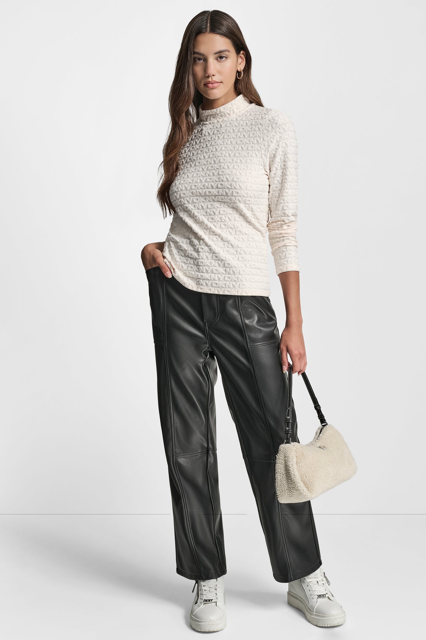 LOGO JACQUARD LONG SLEEVE MOCK NECK TEE VIEW 6 | DKNY JEANS LOGO JACQUARD LONG SLEEVE MOCK NECK TEE VIEW 6 | DKNY JEANS
