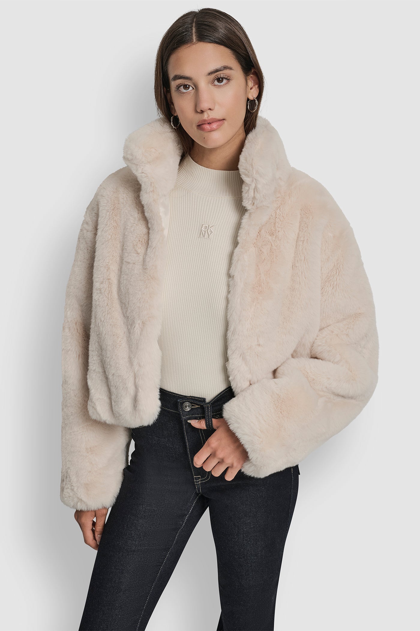 CROPPED FAUX FUR JACKET VIEW 4 | DKNY Promo CROPPED FAUX FUR JACKET VIEW 4 | DKNY Promo