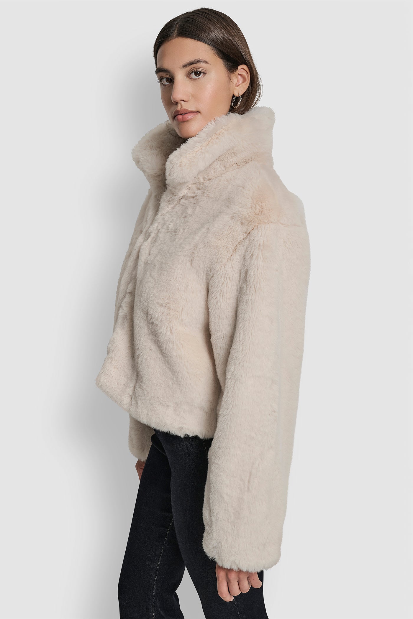 CROPPED FAUX FUR JACKET VIEW 3 | DKNY Promo CROPPED FAUX FUR JACKET VIEW 3 | DKNY Promo