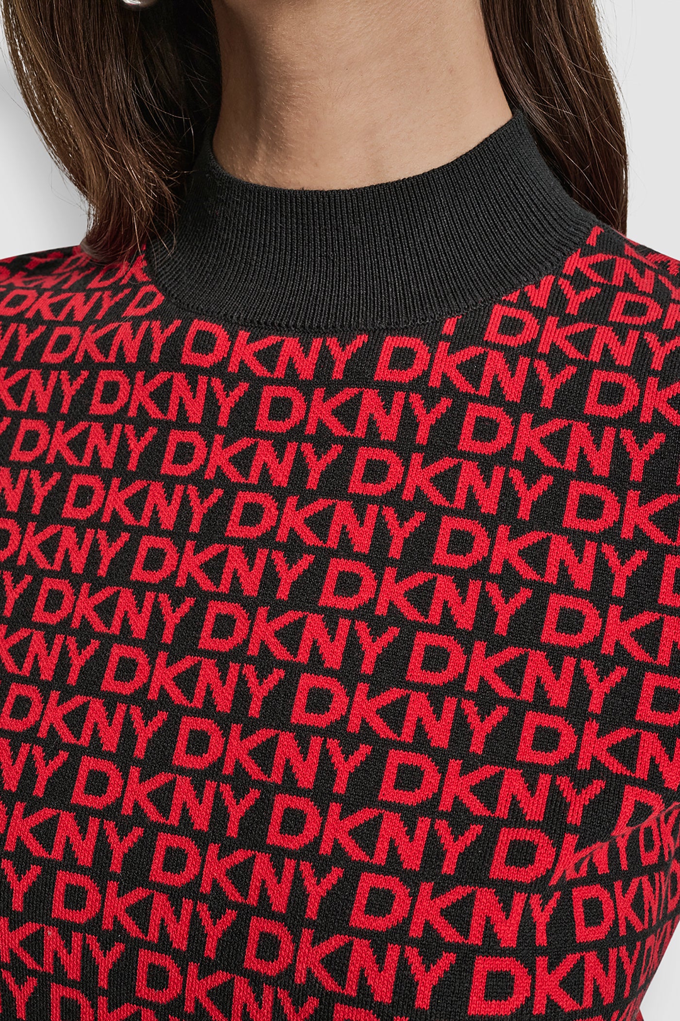 LOGO JACQUARD SHORT SLEEVE MOCK NECK TOP VIEW 4 | DKNY Promo LOGO JACQUARD SHORT SLEEVE MOCK NECK TOP VIEW 4 | DKNY Promo