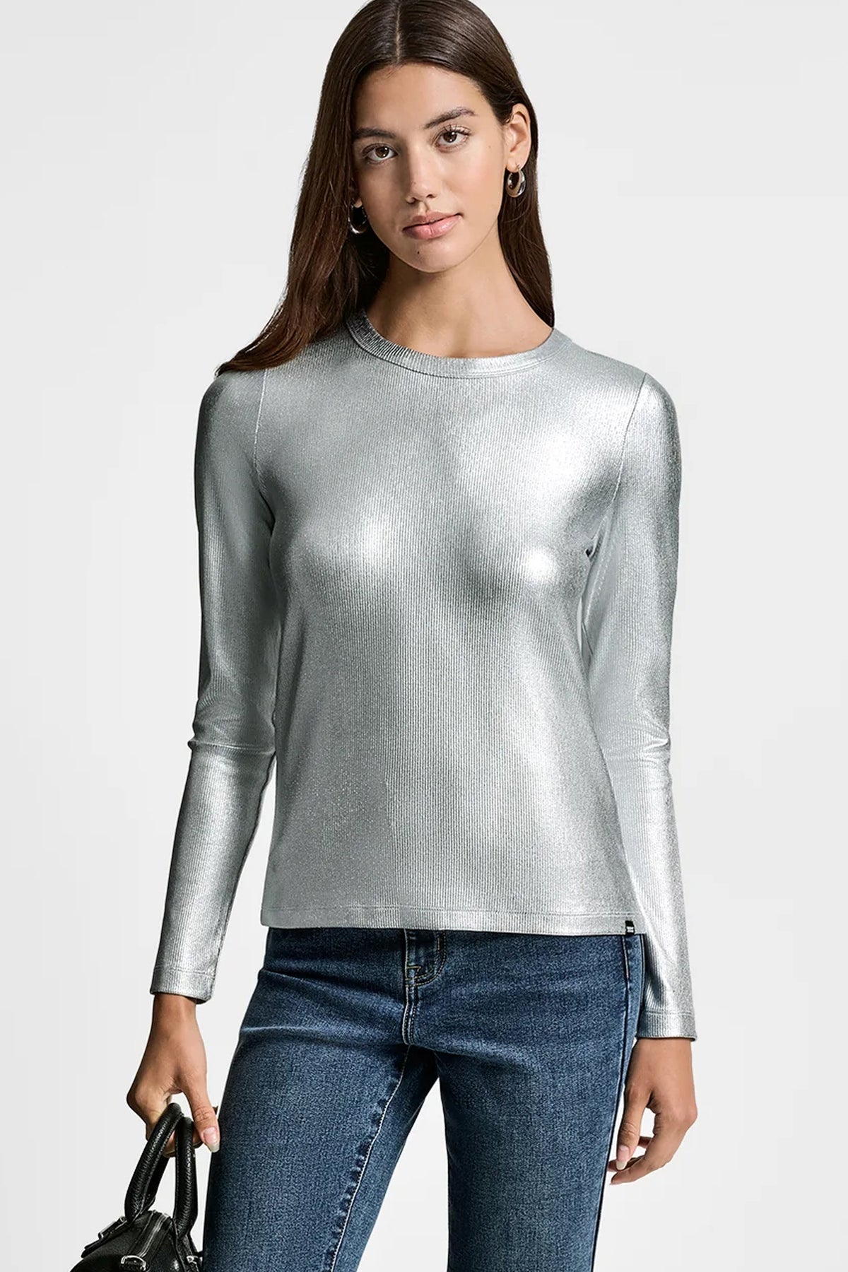 FOIL RIB-KNIT TOP View 1 | Gifts Under $100 FOIL RIB-KNIT TOP View 1 | Gifts Under $100