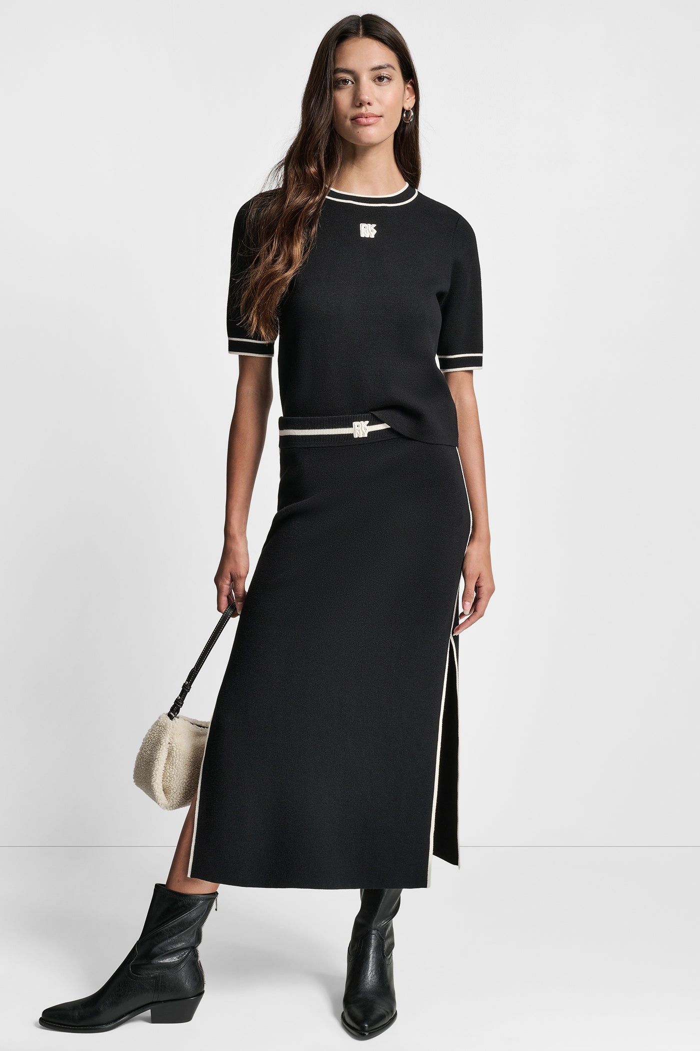 COLOR BLOCK MAXI SKIRT WITH SIDE SLITS AND LOGO PATCH VIEW 5 | WOMEN'S SWEATERS & TOPS COLOR BLOCK MAXI SKIRT WITH SIDE SLITS AND LOGO PATCH VIEW 5 | WOMEN'S SWEATERS & TOPS