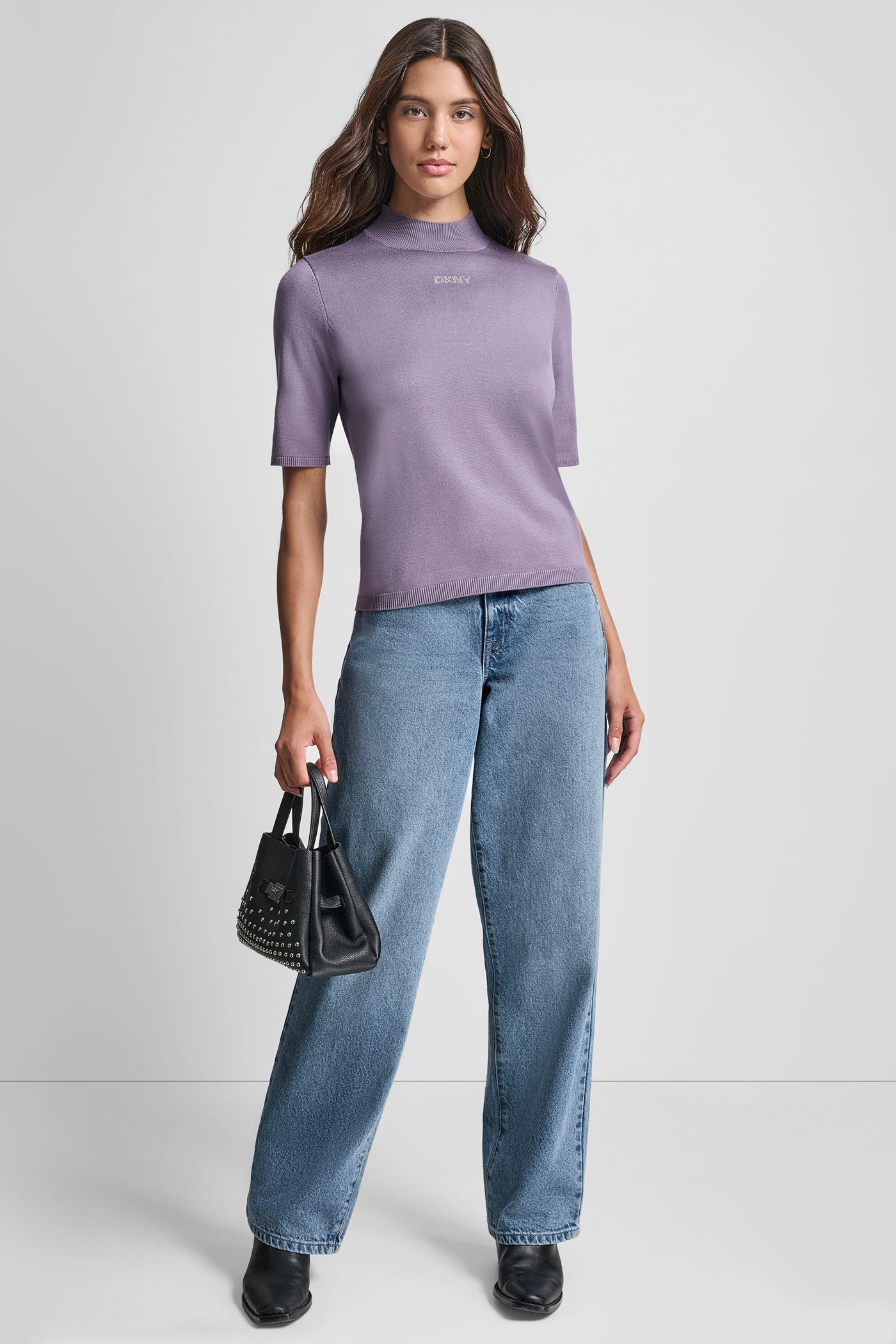 SHORT SLEEVE HOTFIX LOGO MOCK NECK SWEATER VIEW 5 | SALE SHORT SLEEVE HOTFIX LOGO MOCK NECK SWEATER VIEW 5 | SALE