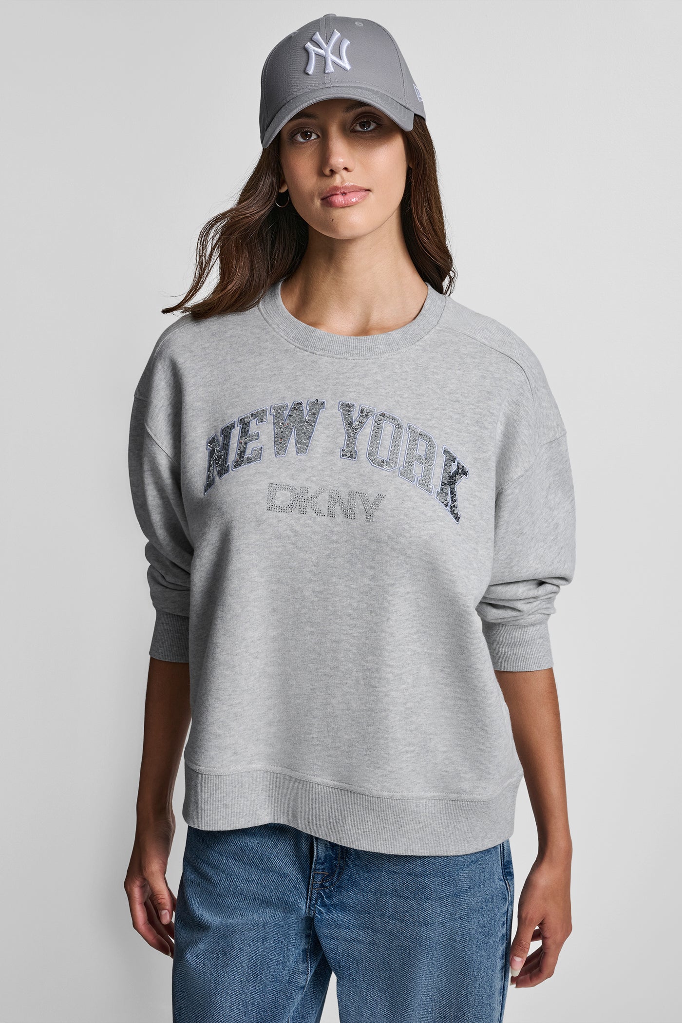 RHINESTONE STUD LOGO CREW NECK SWEATSHIRT VIEW 1 | Clothing RHINESTONE STUD LOGO CREW NECK SWEATSHIRT VIEW 1 | Clothing