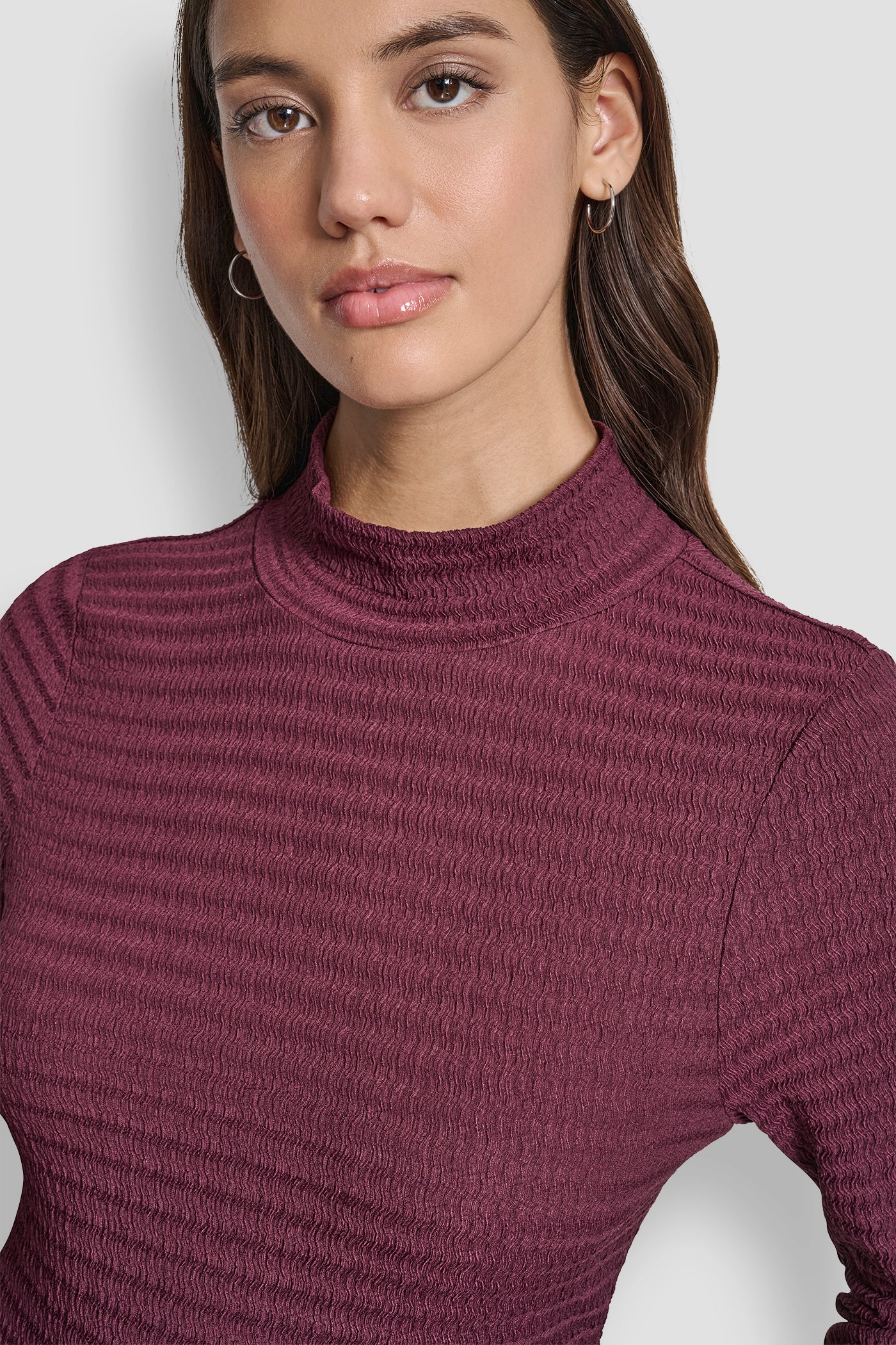 RIPPLE LACE MOCK NECK RUCHED SIDE LONG SLEEVE TEE VIEW 4 | Clothing RIPPLE LACE MOCK NECK RUCHED SIDE LONG SLEEVE TEE VIEW 4 | Clothing
