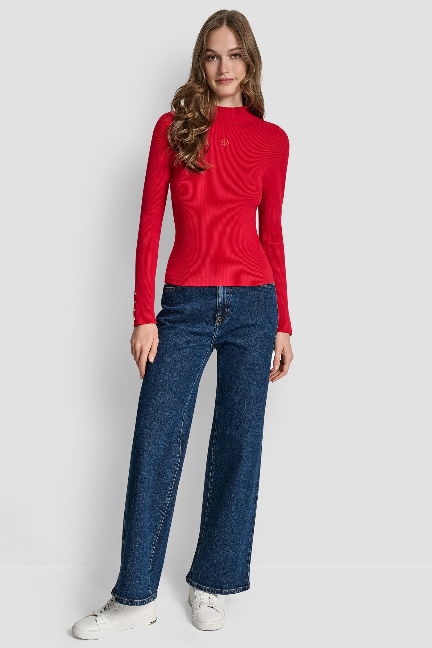 RIB LONG SLEEVE MOCK NECK WITH RHINESTONES AT CUFF VIEW 5 | New clothing RIB LONG SLEEVE MOCK NECK WITH RHINESTONES AT CUFF VIEW 5 | New clothing