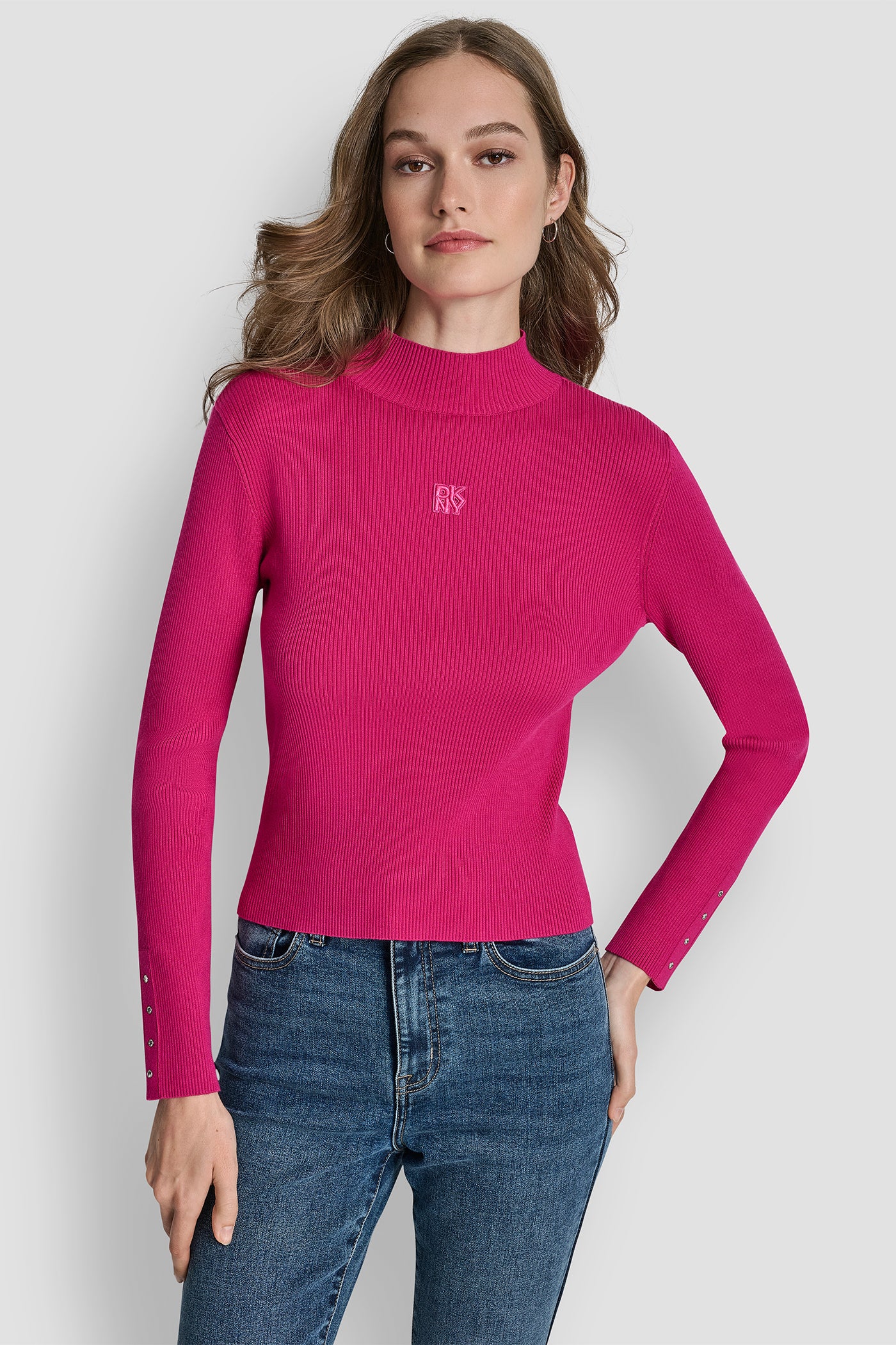 RIB LONG SLEEVE MOCK NECK WITH RHINESTONES AT CUFF VIEW 6 | WOMEN'S SWEATERS & TOPS RIB LONG SLEEVE MOCK NECK WITH RHINESTONES AT CUFF VIEW 6 | WOMEN'S SWEATERS & TOPS