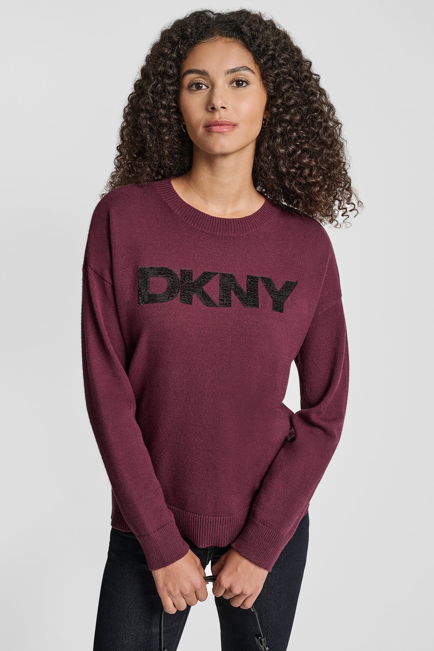 SEQUIN LOGO EMBELLISHED SWEATER VIEW 1 | WOMEN'S SWEATERS & TOPS SEQUIN LOGO EMBELLISHED SWEATER VIEW 1 | WOMEN'S SWEATERS & TOPS